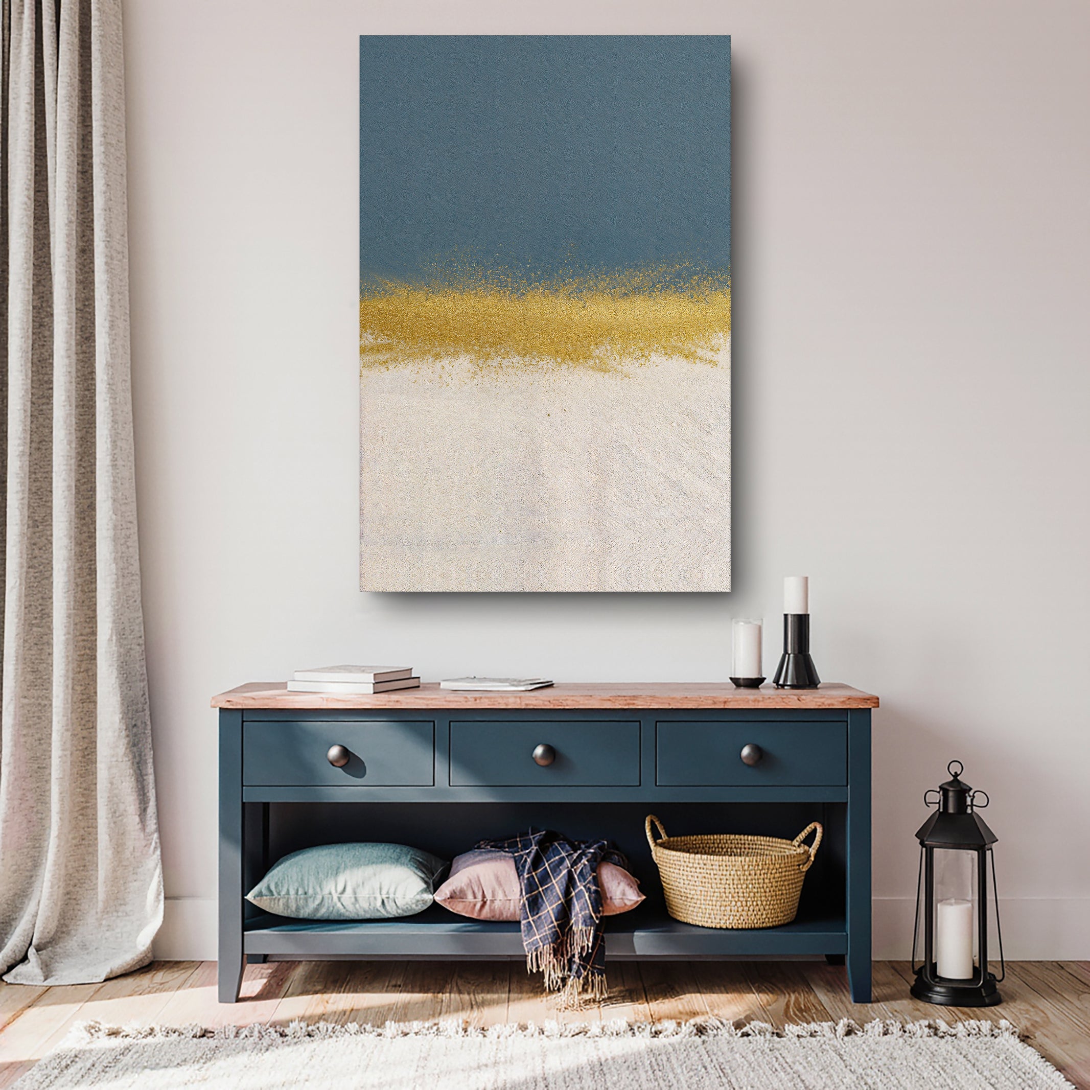 Minimalist Blue and Gold Wall Art on sale at MyriadMart