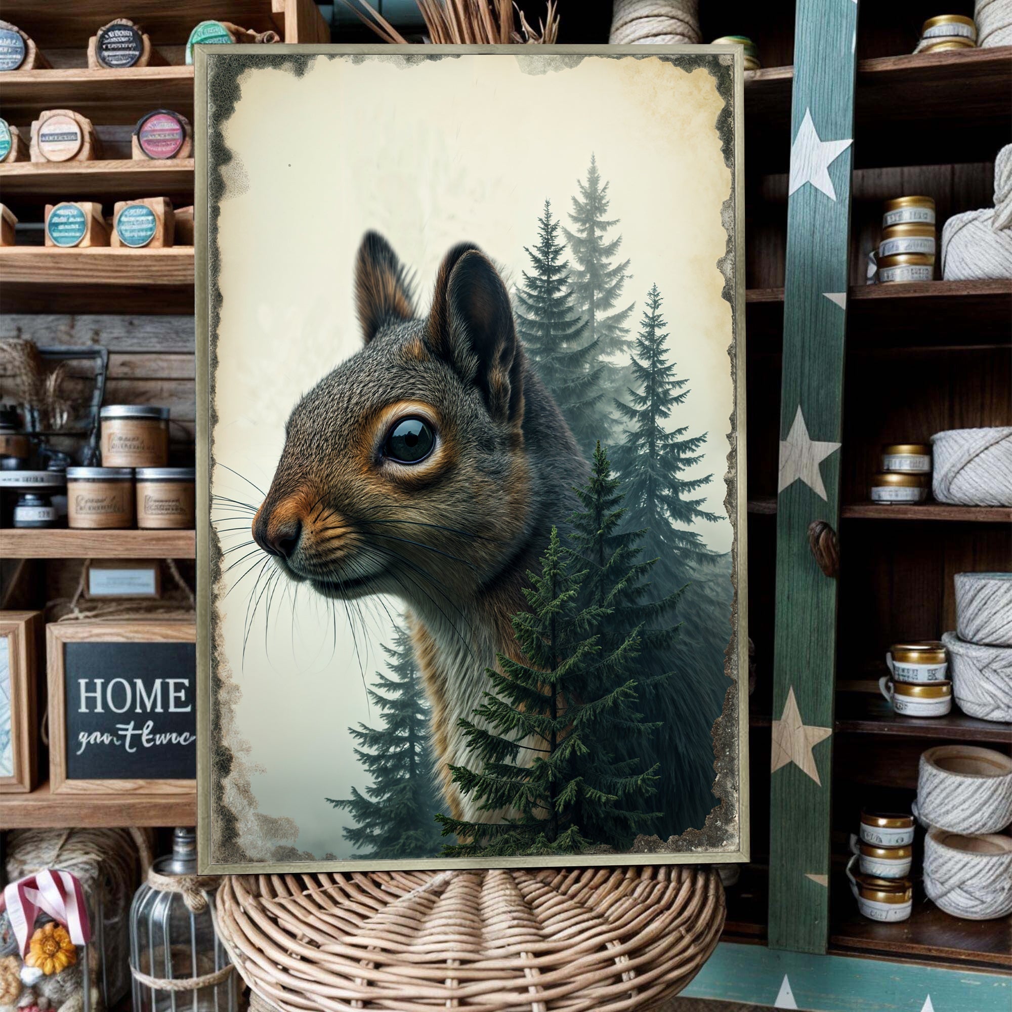Squirrel Double Exposure Wall Art on sale at MyriadMart