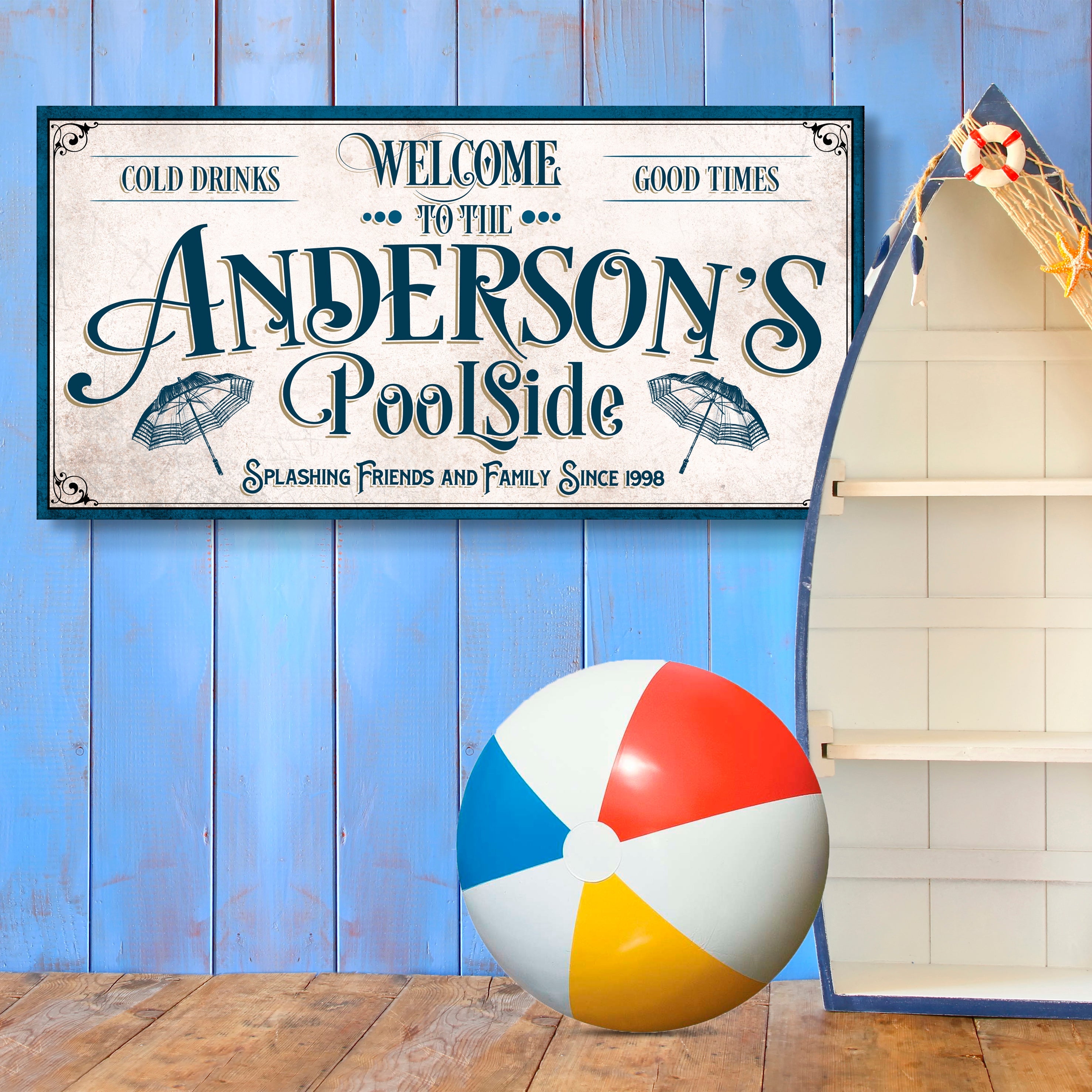 Personalized Pool Party Sign on sale at MyriadMart