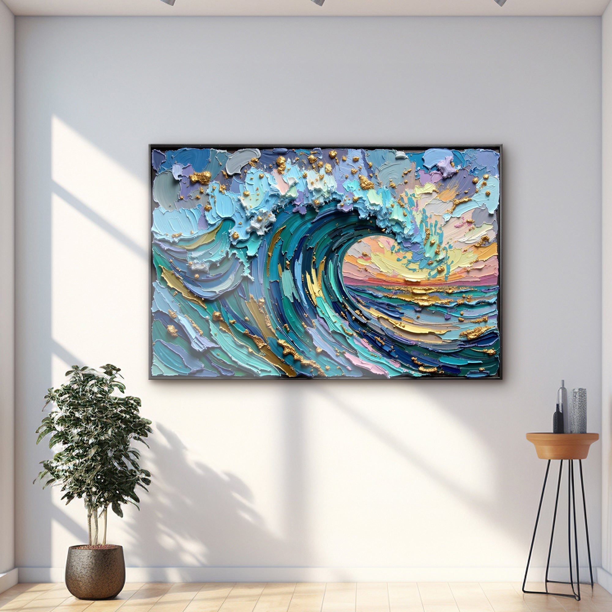Golden Tide Impasto Wall Art on sale at MyriadMart
