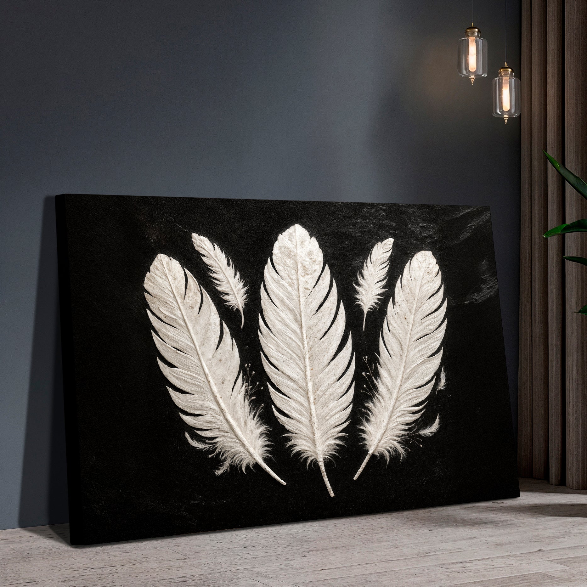 Minimalist Monochrome Feather Wall Art on sale at MyriadMart
