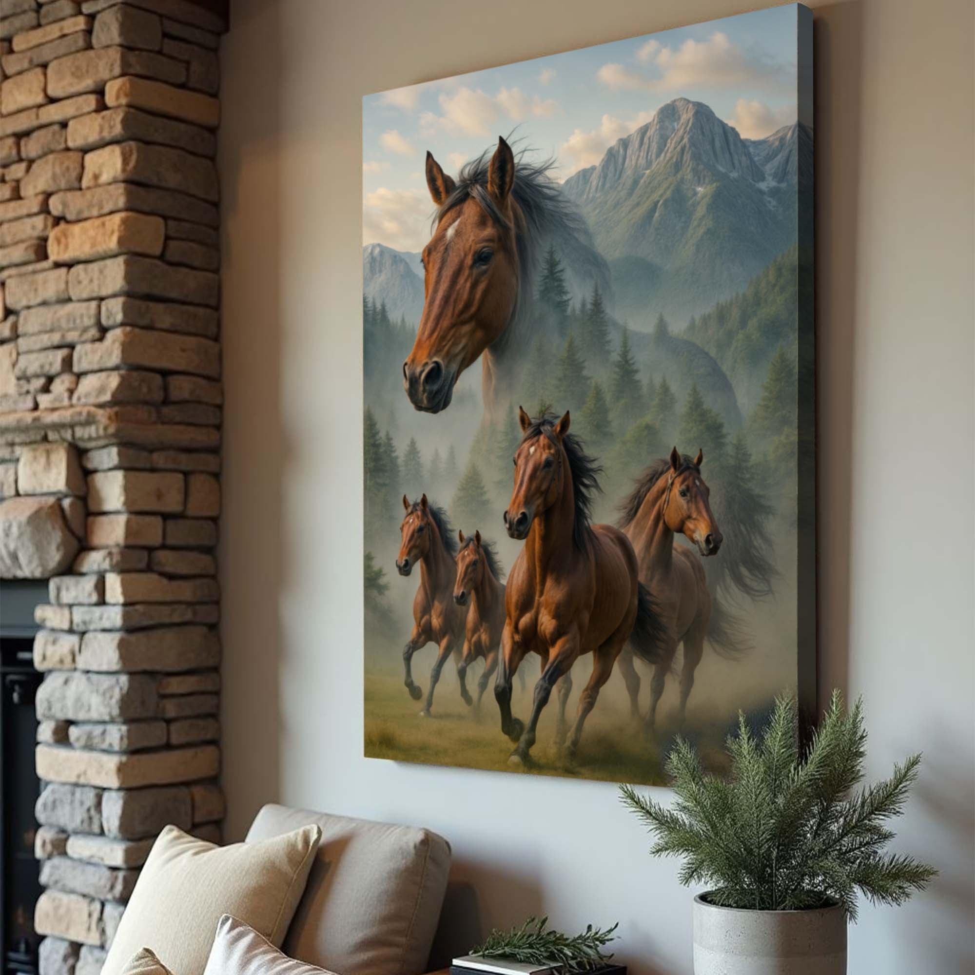 Galloping Horse Double Exposure Wall Art on sale at MyriadMart