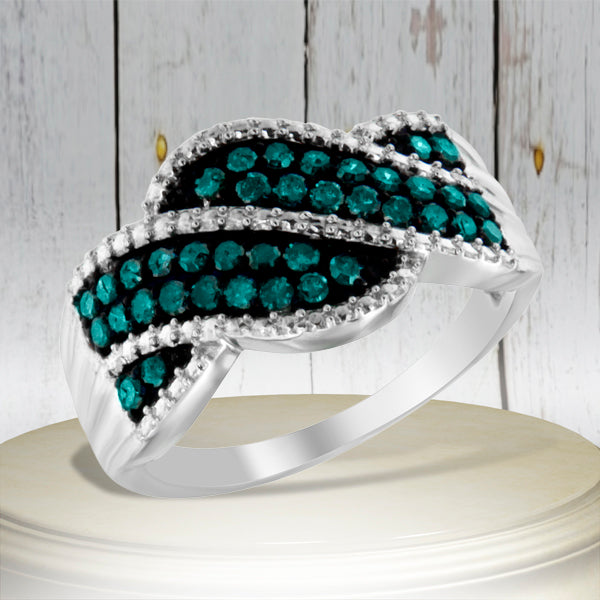 .925 Sterling Silver Treated Blue Color Diamond cocktail Ring 1/2 Cttw, Treated Blue Color, I2-I3 Clarity - Size 6-3/4 on sale at MyriadMart