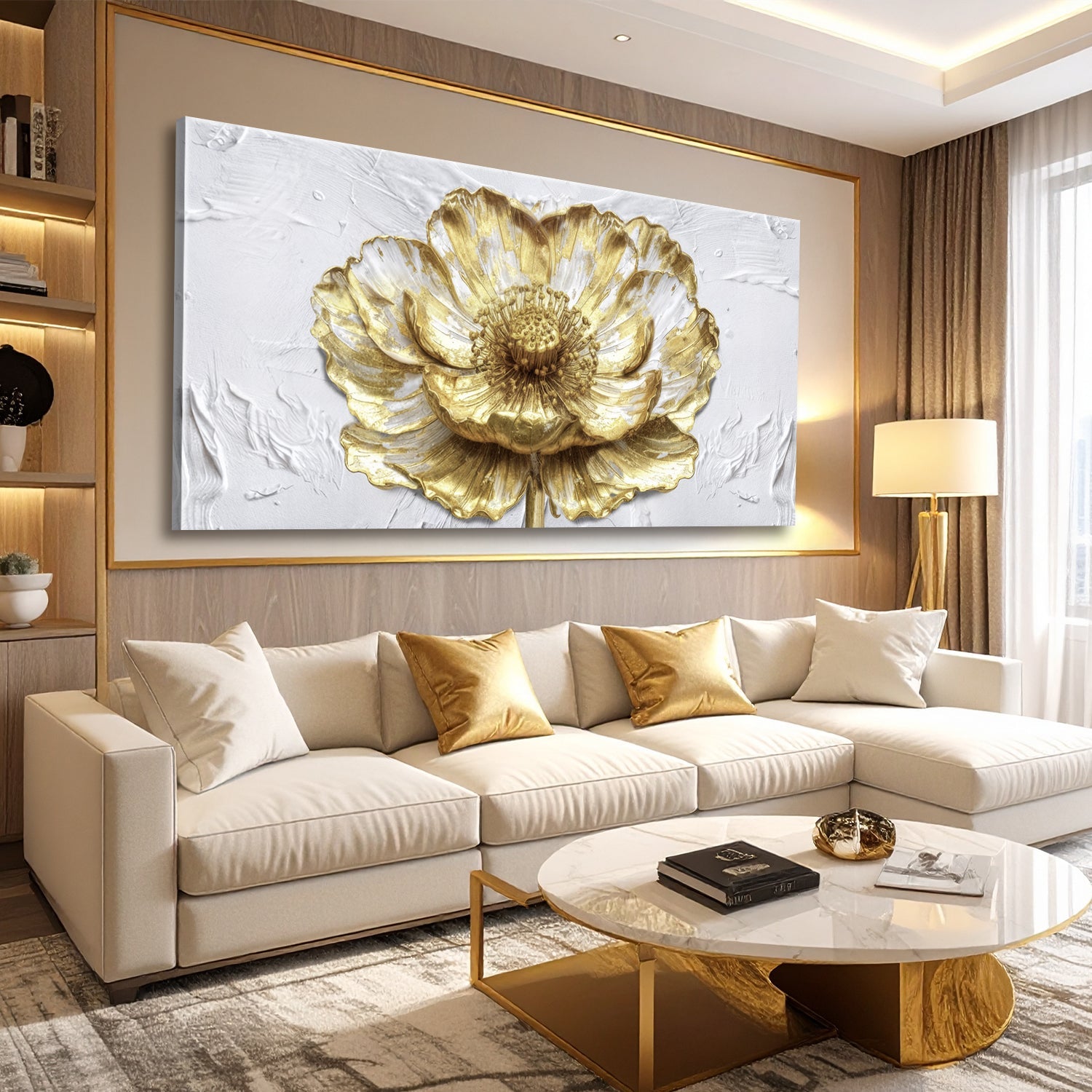 Golden Dandelion Minimalist Abstract Wall Art V on sale at MyriadMart