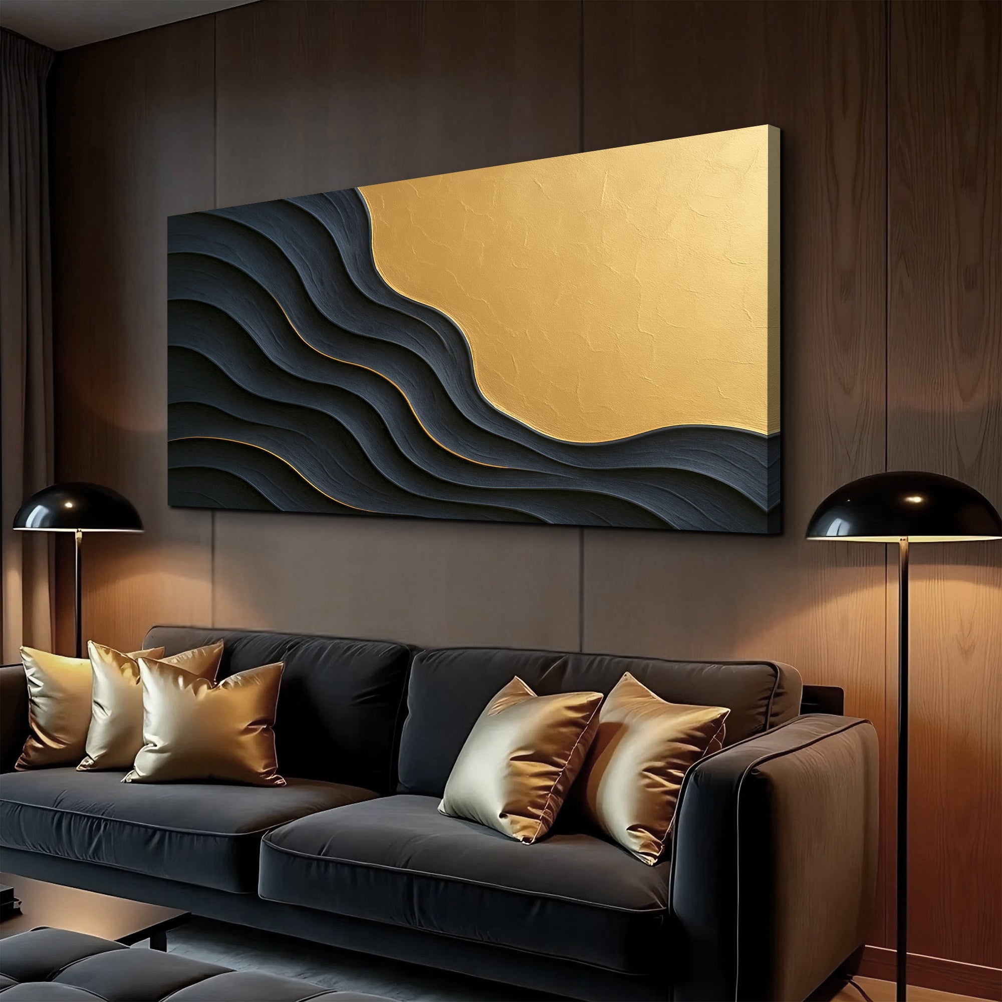 Black And Gold Minimalist Abstract XII on sale at MyriadMart