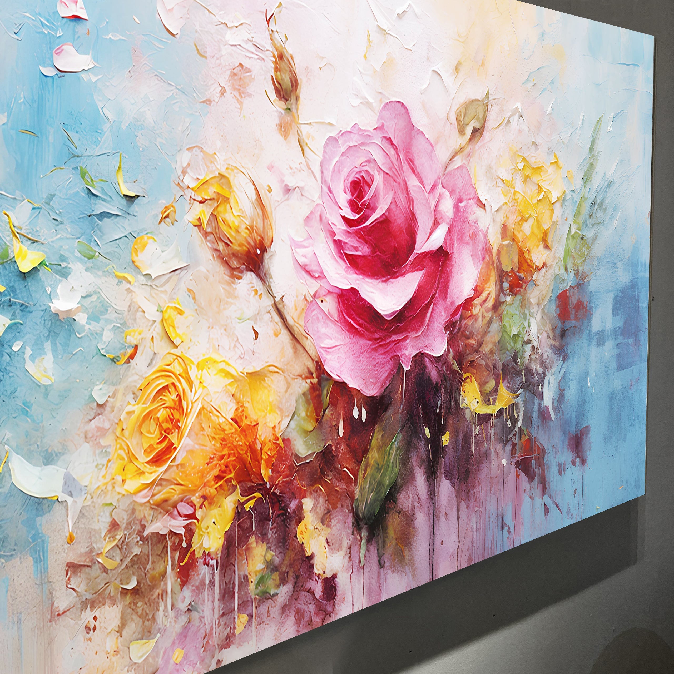 Rose Flower Impasto Wall Art on sale at MyriadMart