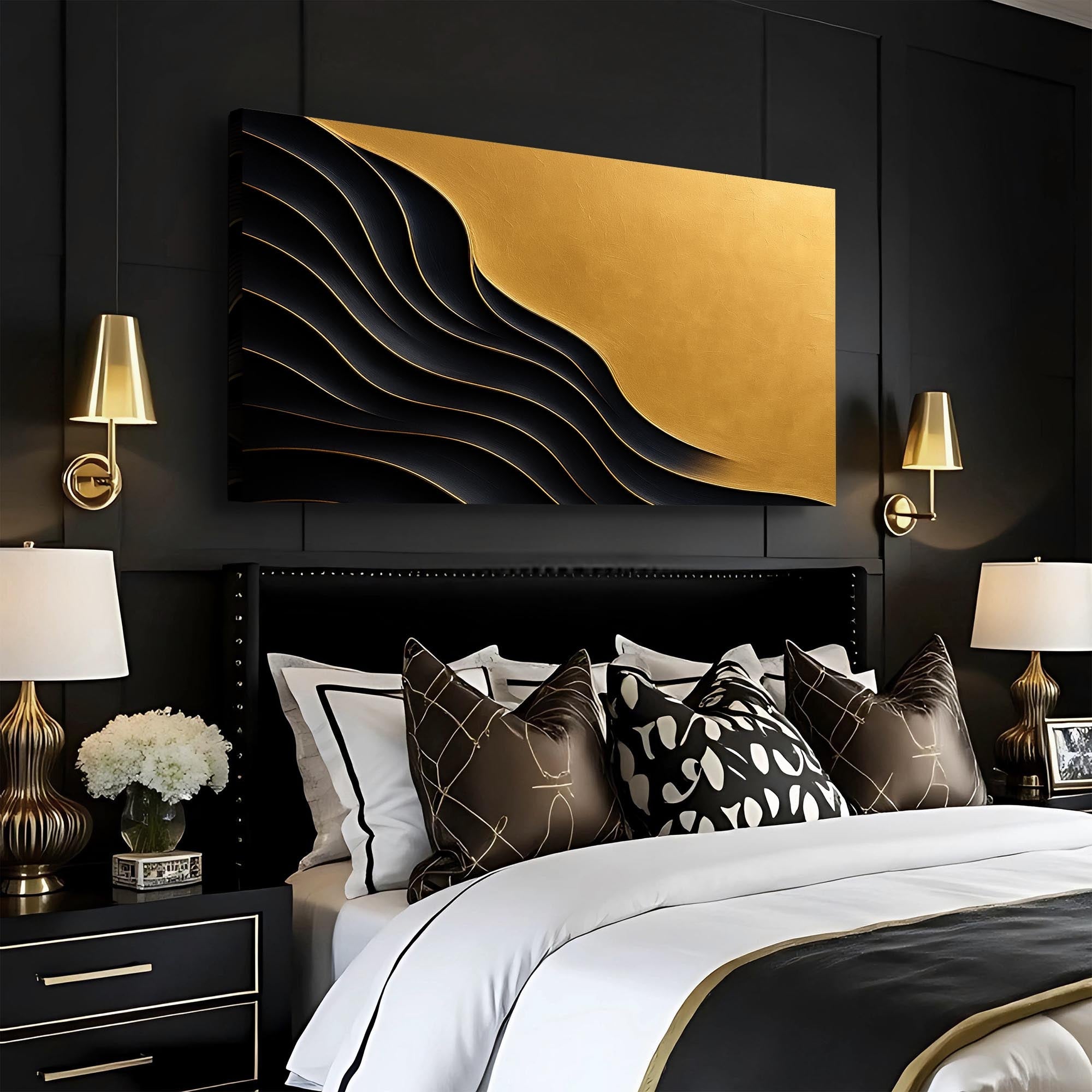 Black And Gold Minimalist Abstract XI on sale at MyriadMart
