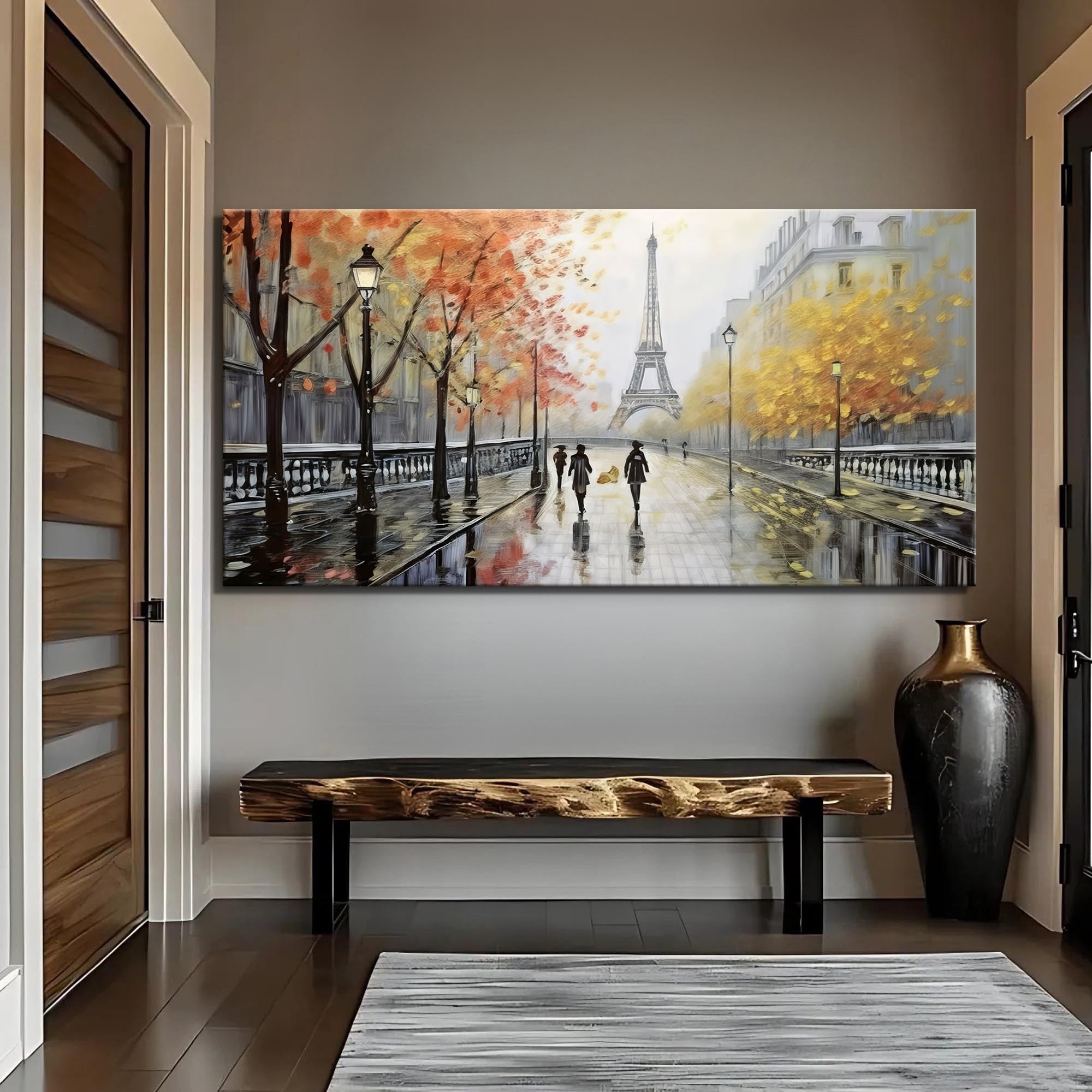 Parisian Rain Cityscape Impasto Wall Art on sale at MyriadMart