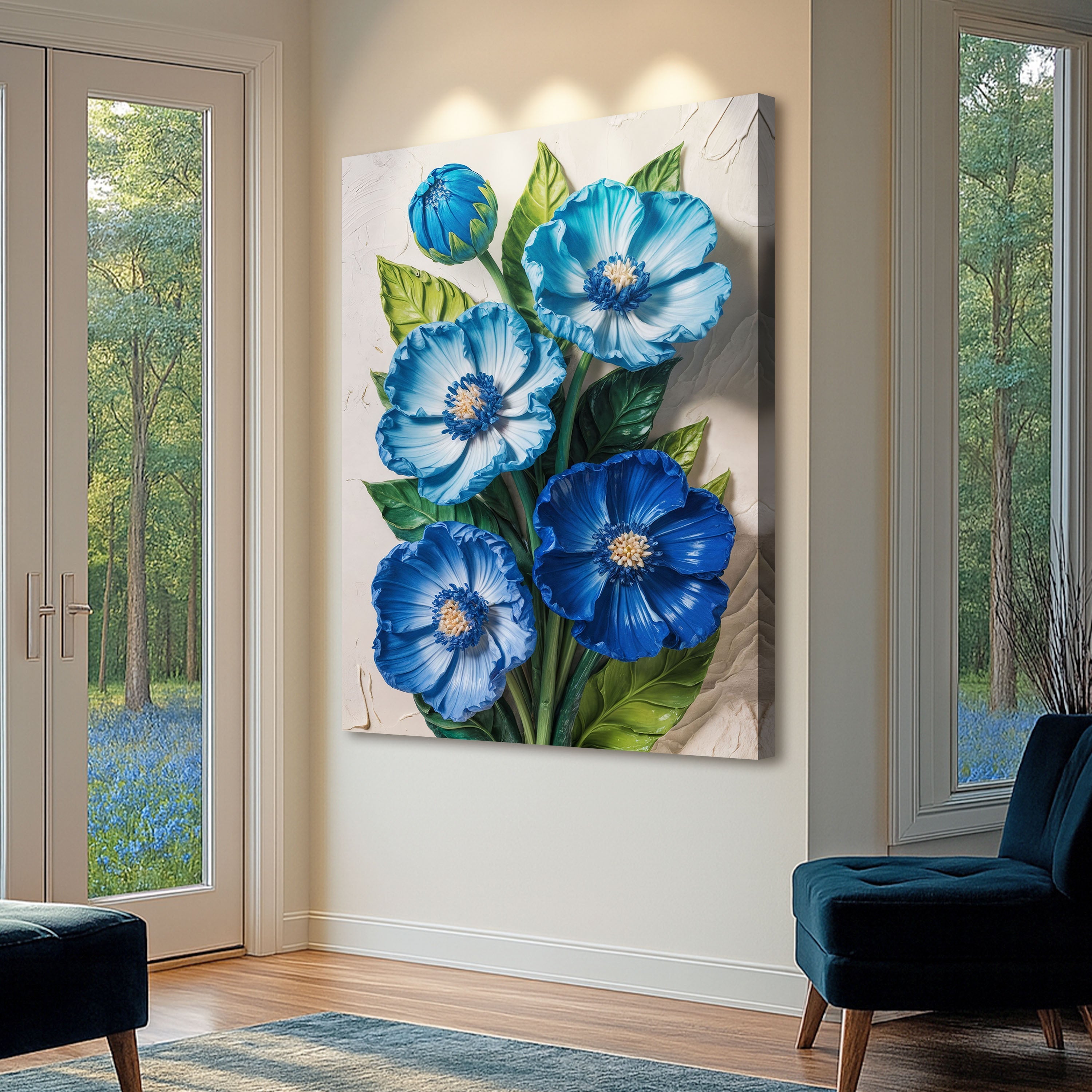 Blue Blossom Bouquet Impasto Wall Art on sale at MyriadMart