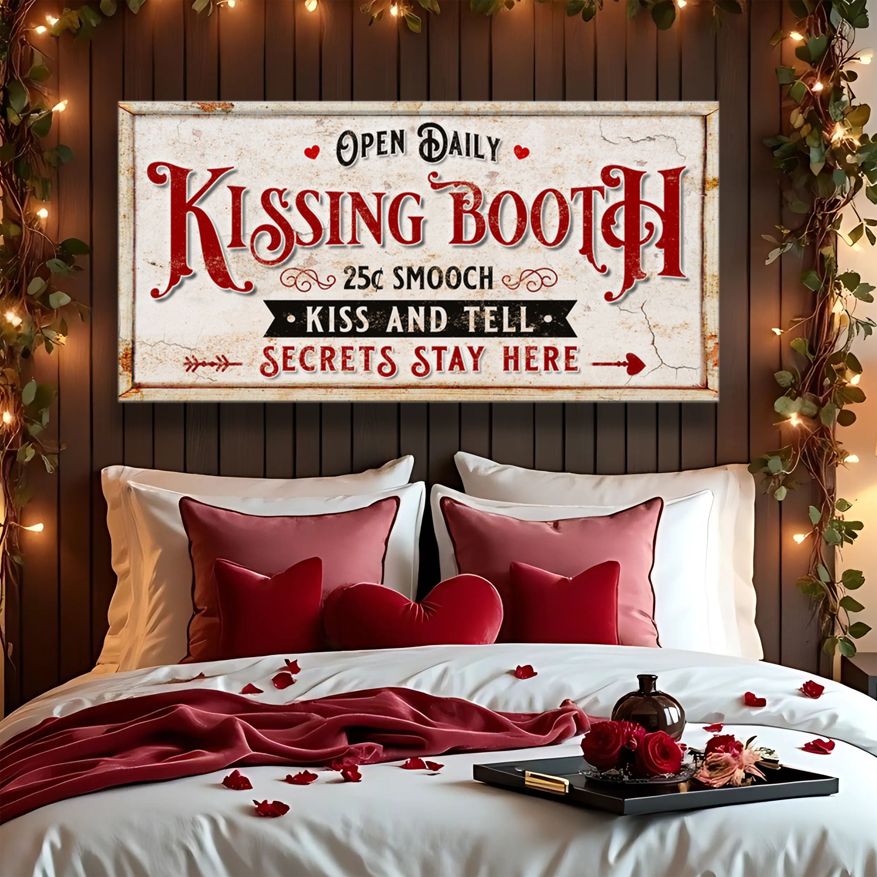 Vintage Rustic Kissing Booth Sign IV on sale at MyriadMart