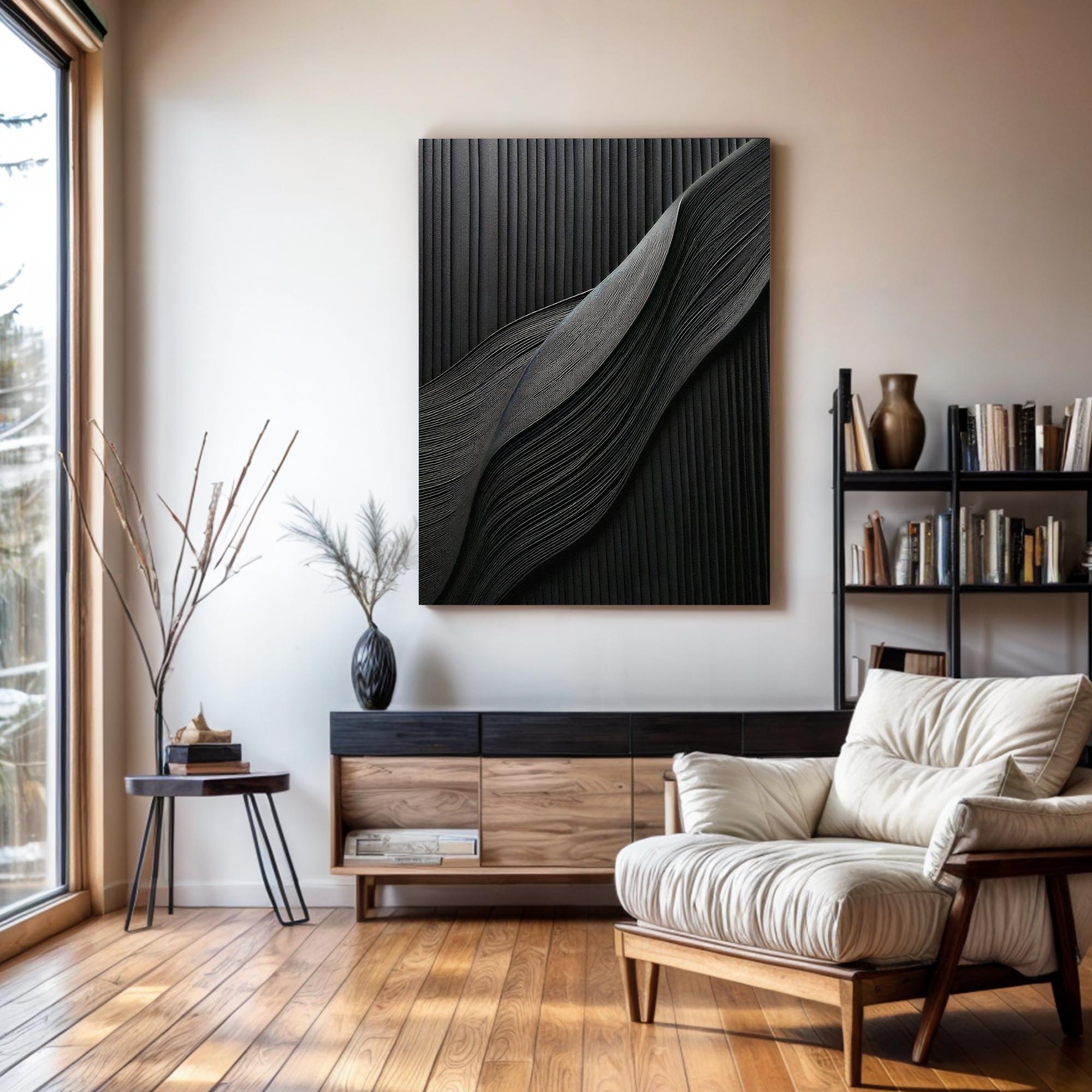 Luxury Black Minimalist Abstract Wall Art on sale at MyriadMart