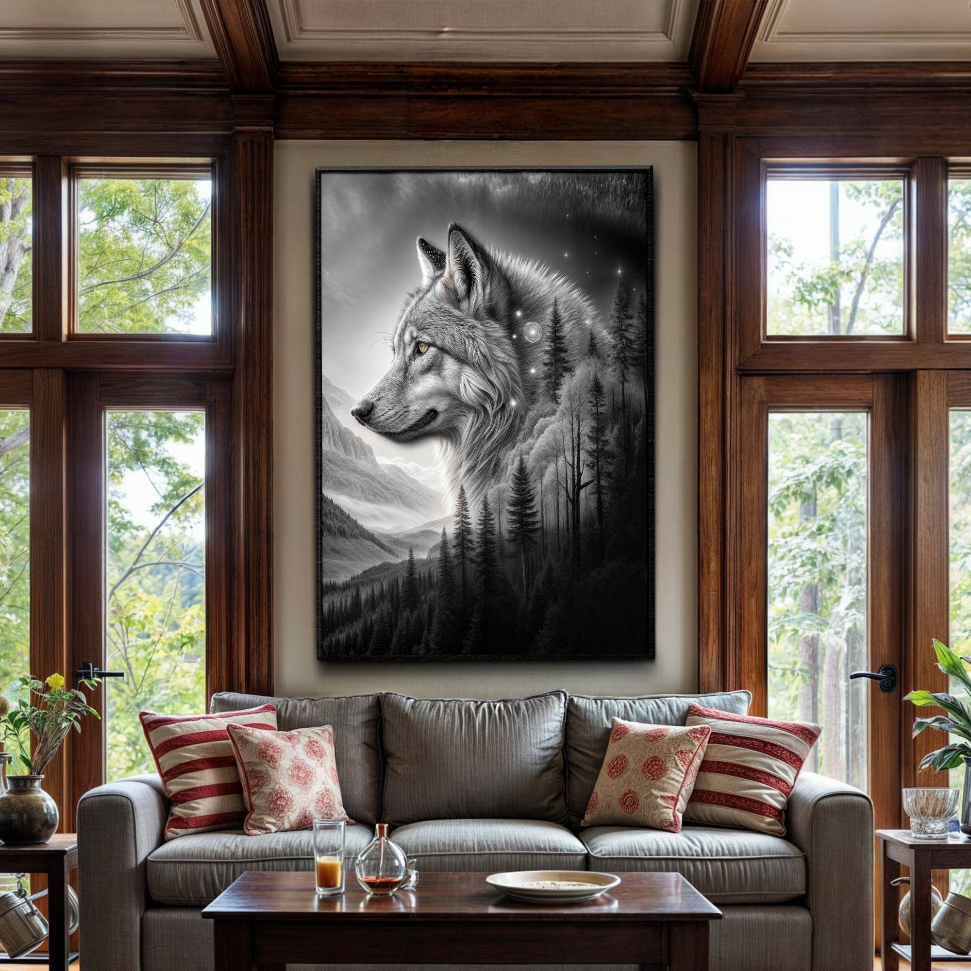 Wolf Double Exposure Wall Art II on sale at MyriadMart