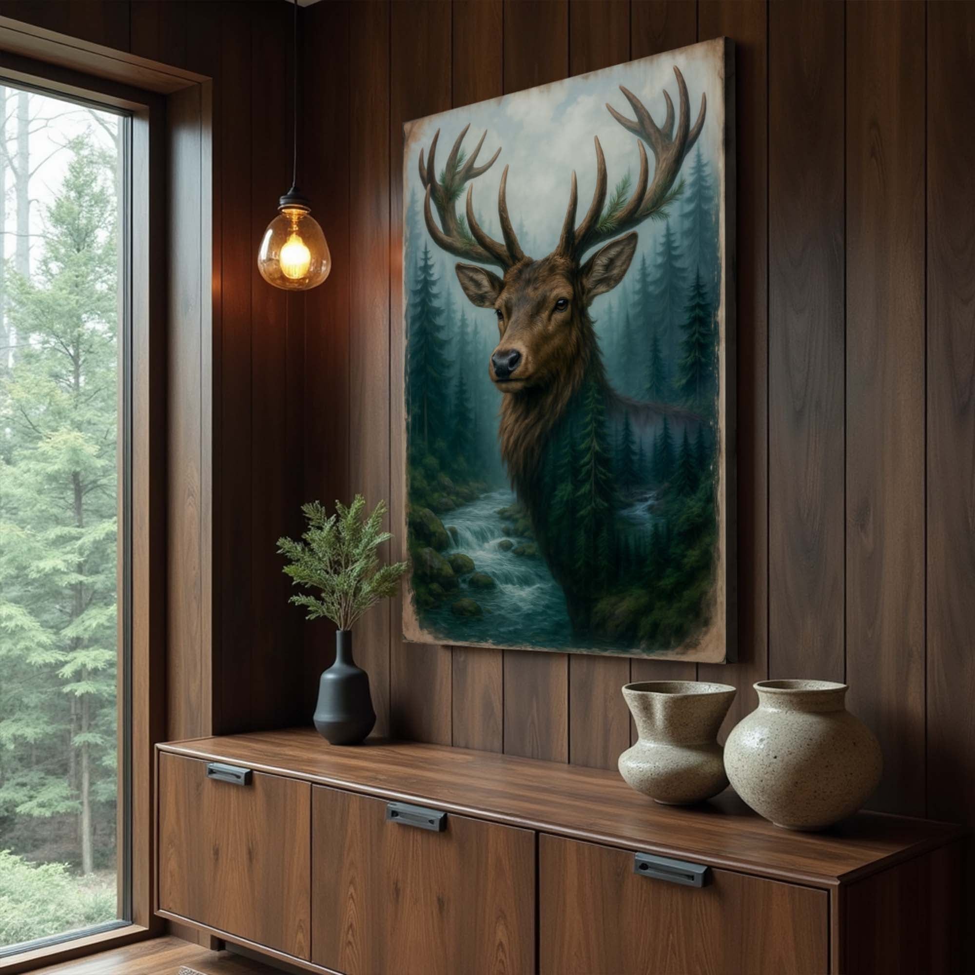 Misty Stag Double Exposure Wall Art on sale at MyriadMart