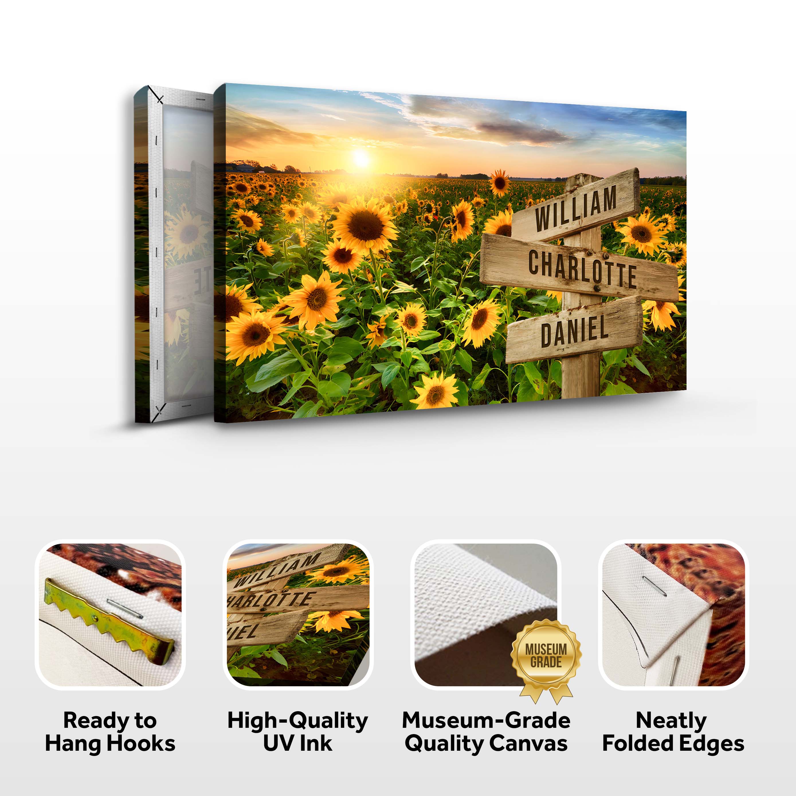 Sunflower Field Family Names Sign on sale at MyriadMart