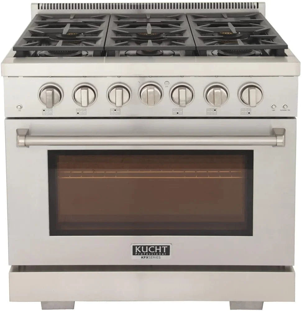 Kucht 36" Freestanding Professional Gas Range Liquid Propane KFX3600X/LP-S on sale at MyriadMart