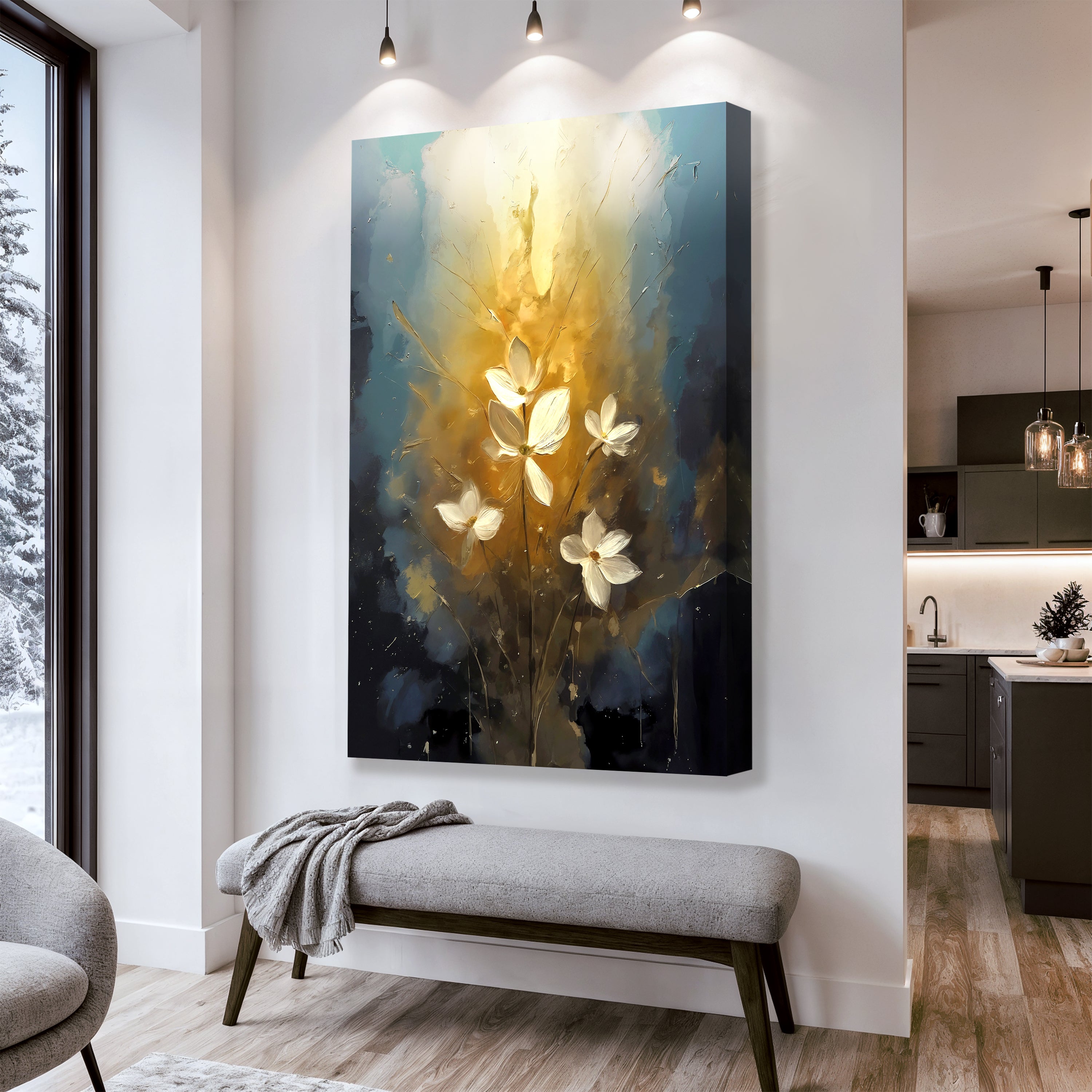 Golden Glow Elegant Flower Wall Art on sale at MyriadMart