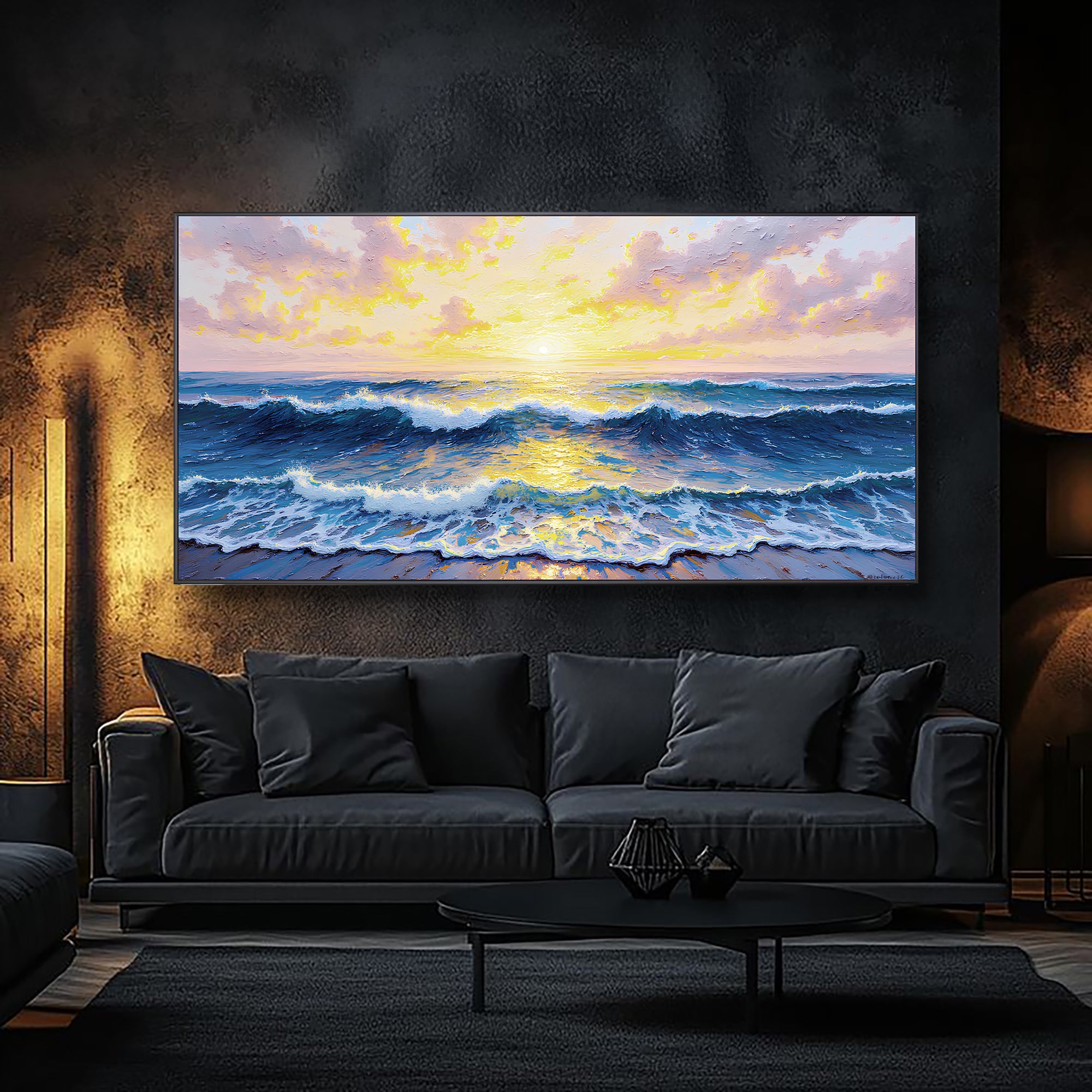 Golden Horizon Impasto Wall Art on sale at MyriadMart