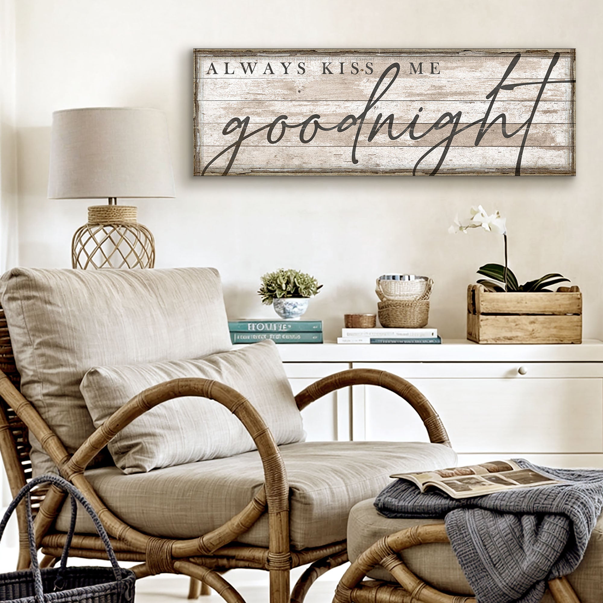 Always Kiss Me Goodnight Bedroom Sign II on sale at MyriadMart
