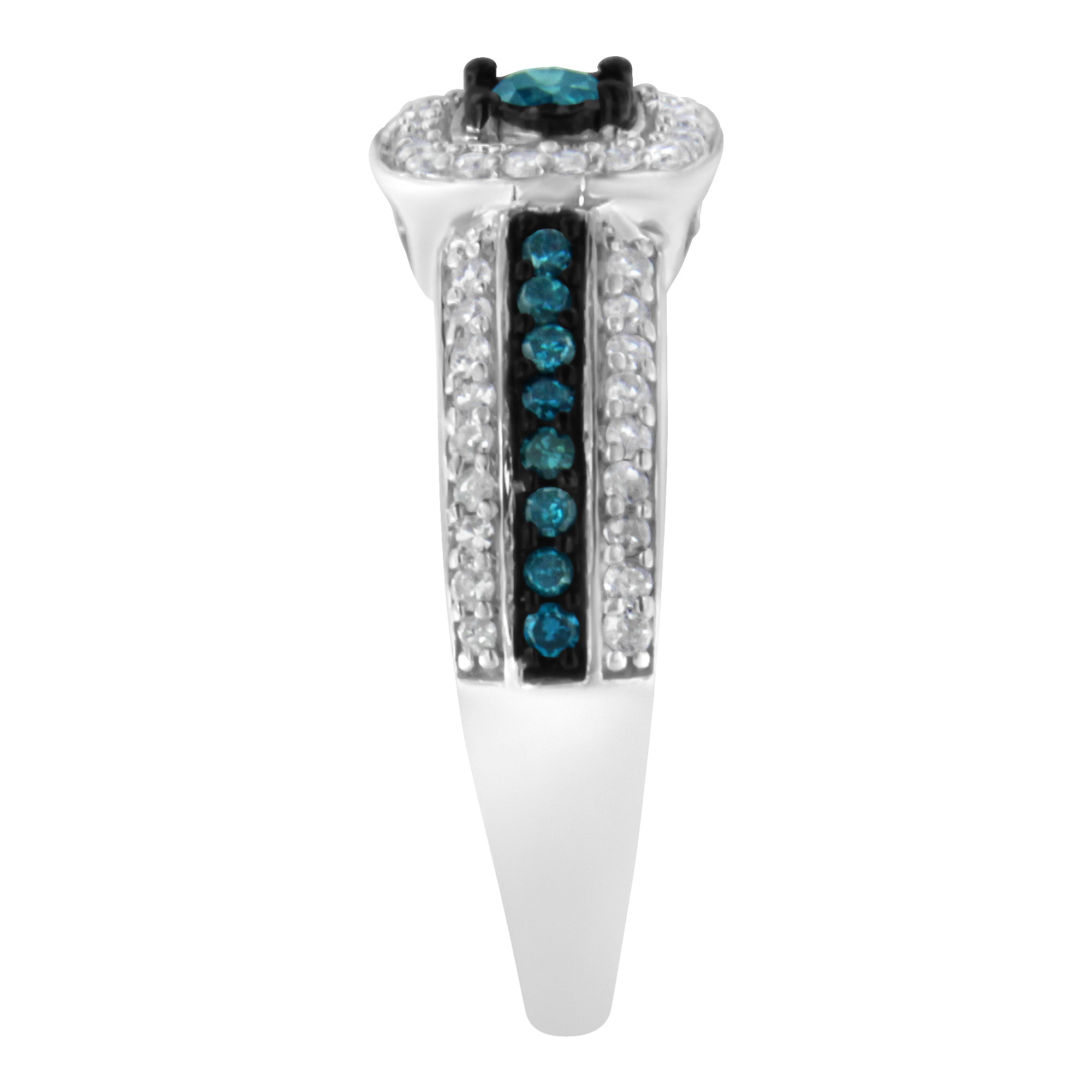 .925 Sterling Silver Treated Blue Miracle-Set Diamond Engagement Ring 1/2 Cttw, J-K Color, I1-I2 Clarity - Size 6 on sale at MyriadMart