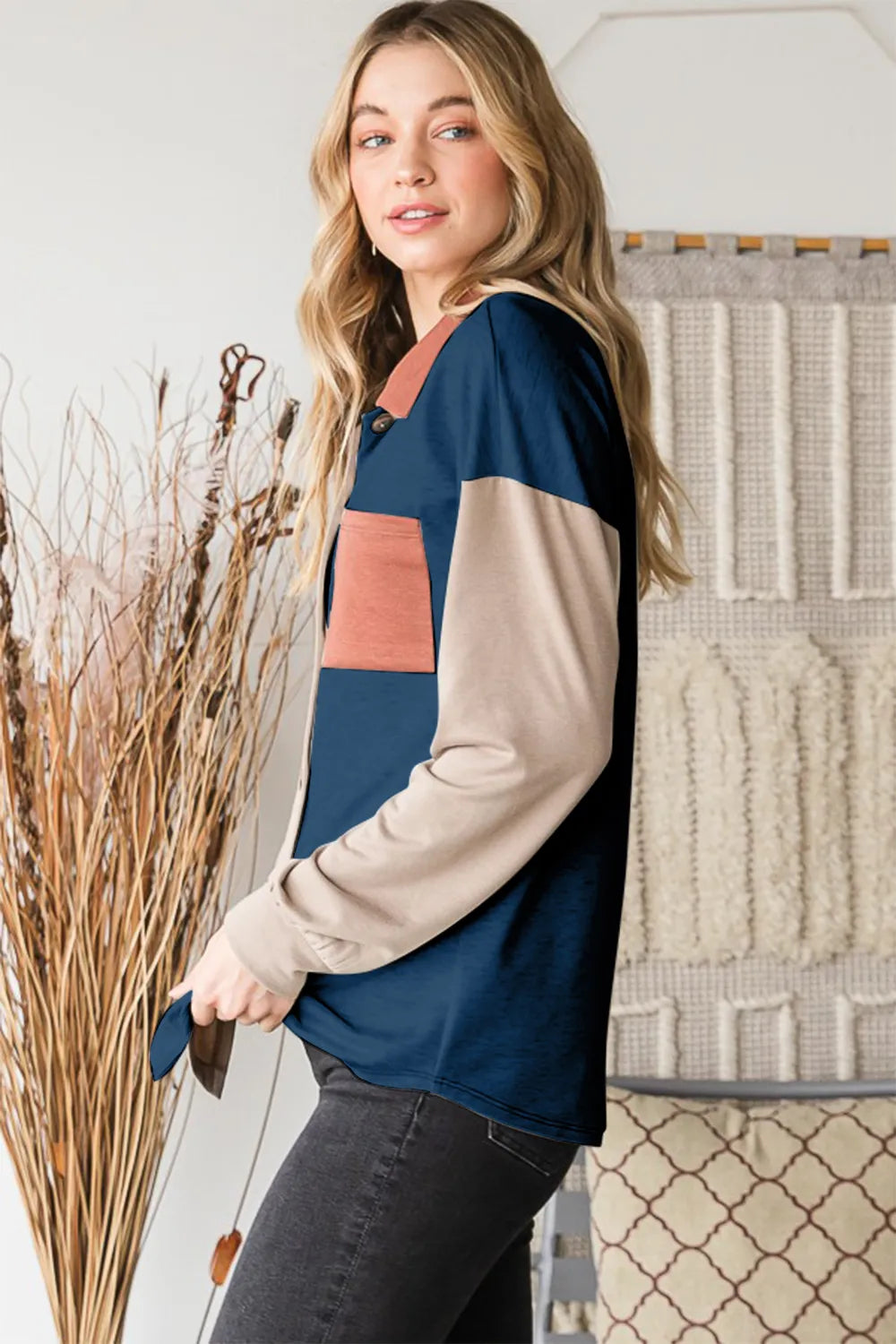 Heimish Full Size Color Block Button Down Shirt - MyriadMart