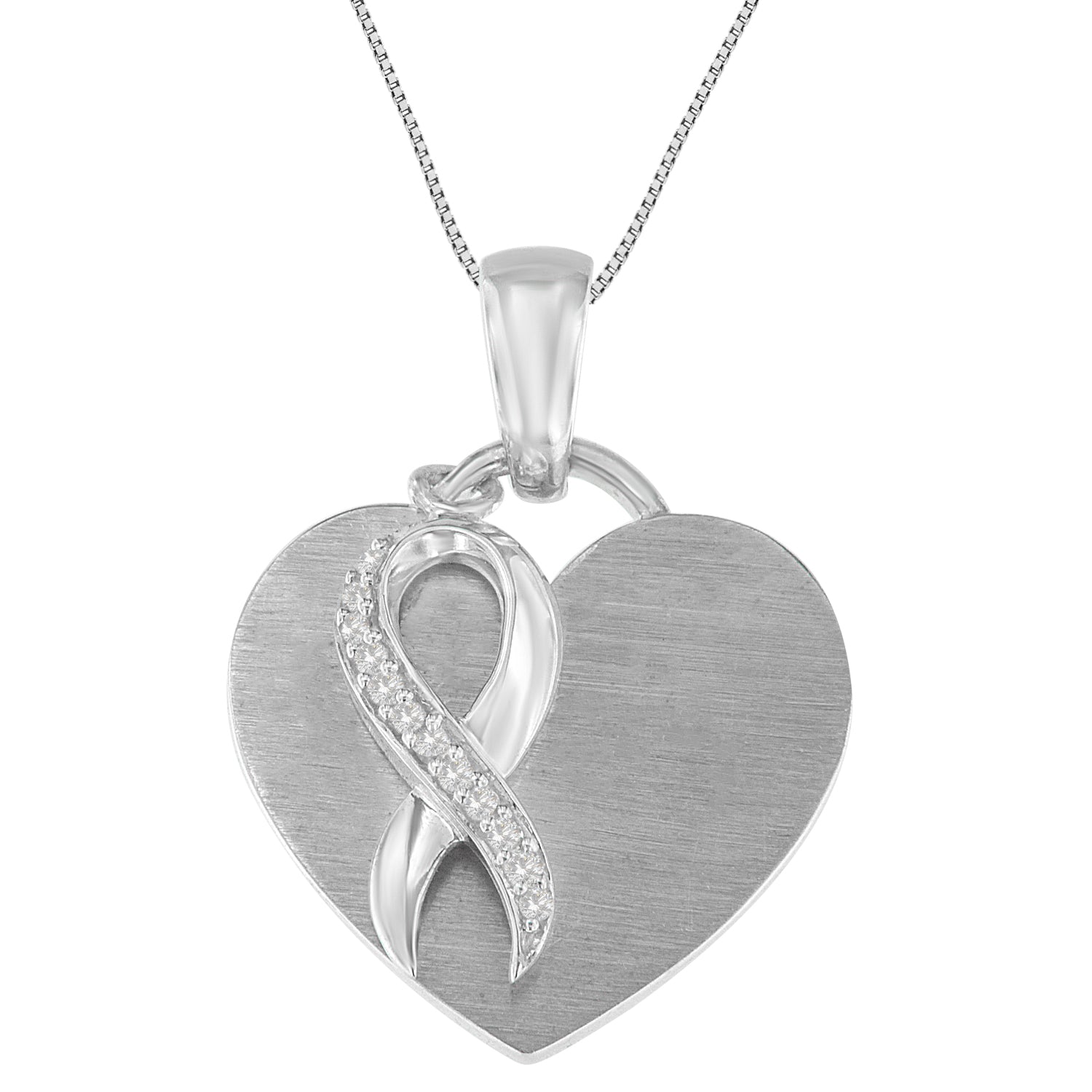 .925 Sterling Silver 1/10 cttw Diamond Heart Pendant Necklace H-I, I1-I2 on sale at MyriadMart