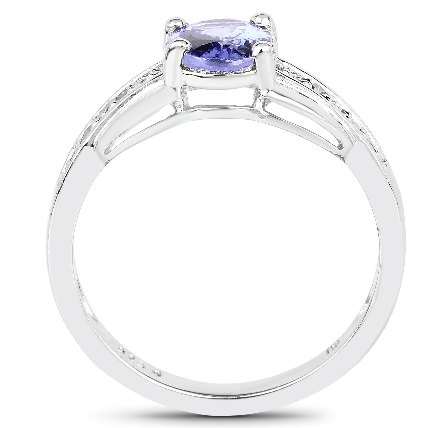 1.27 Carat Genuine Tanzanite and White Diamond .925 Sterling Silver Ring on sale at MyriadMart