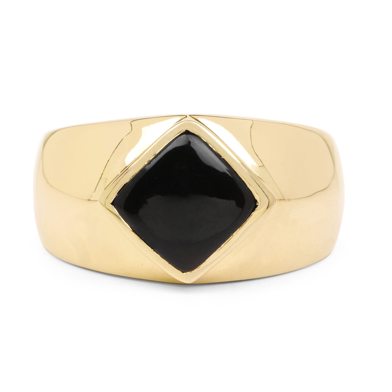 14K Yellow Gold Plated 2.00 Carat Genuine Black Onyx .925 Sterling Silver Ring on sale at MyriadMart