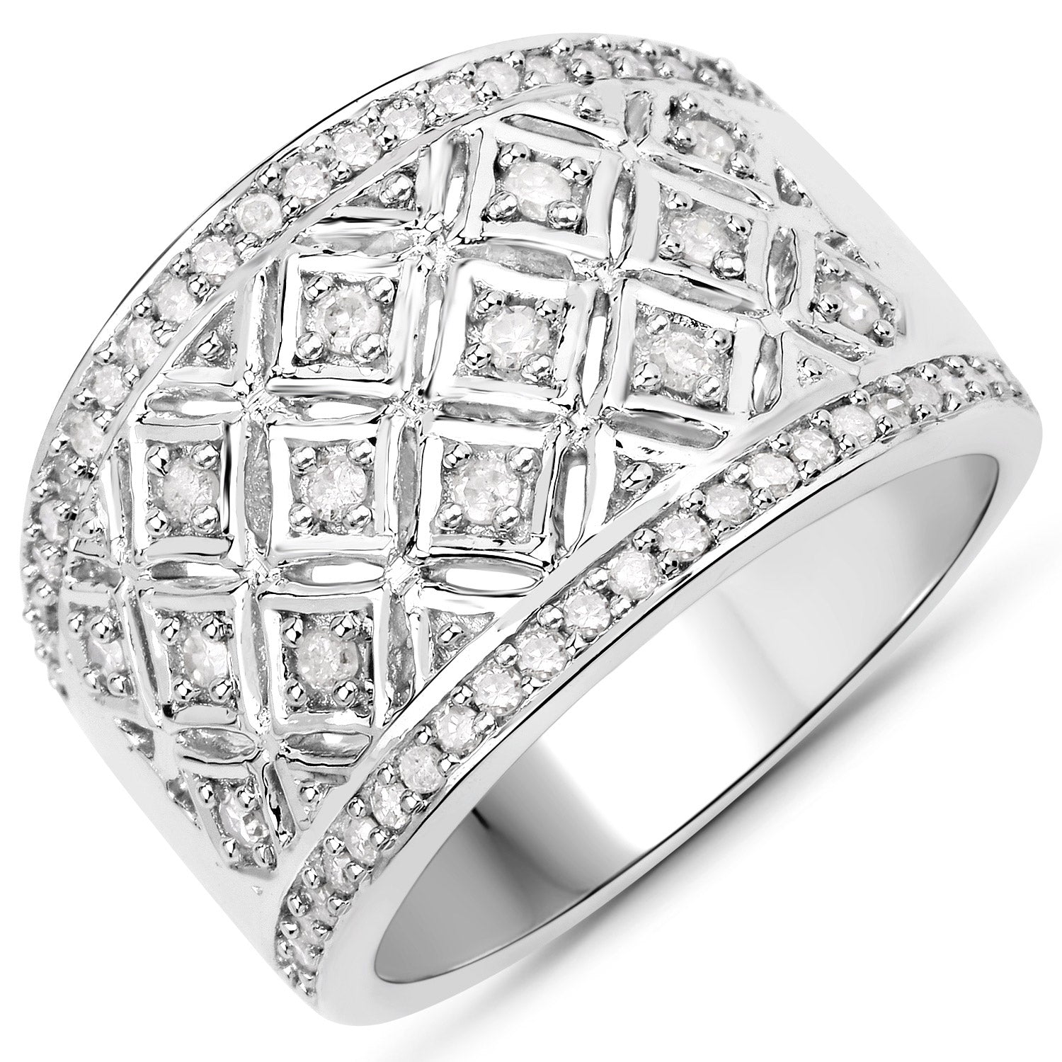 0.52 Carat Genuine White Diamond .925 Sterling Silver Ring on sale at MyriadMart