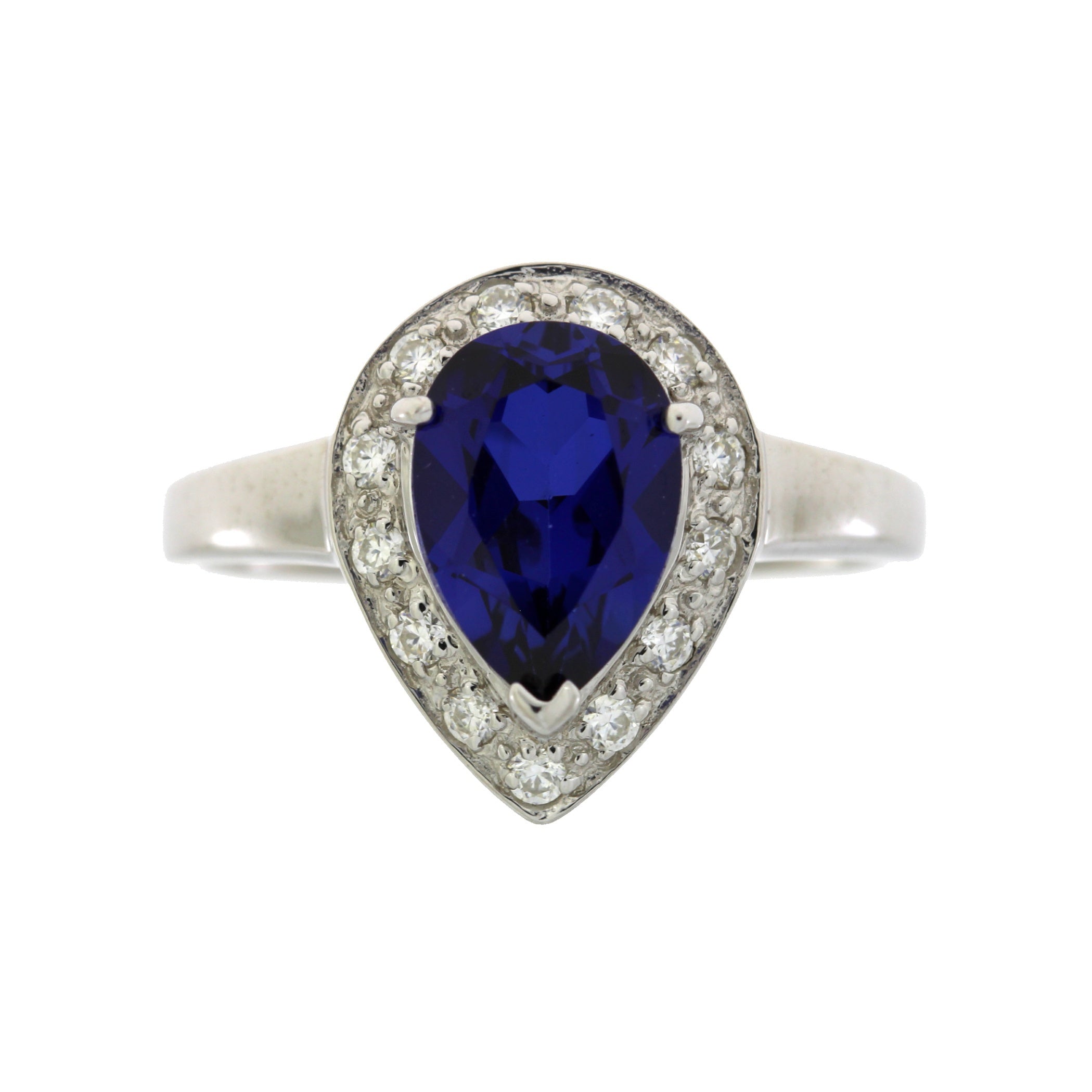 Created Sapphire Moissanite Ring Sterling Silver on sale at MyriadMart