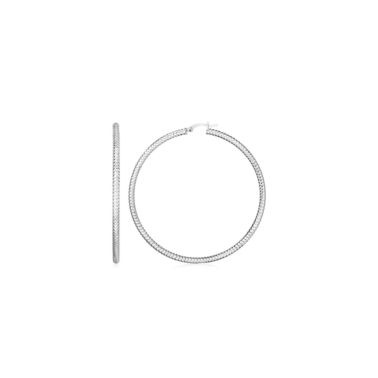 Sterling Silver Large Hoop Earrings with Braid Texture on sale at MyriadMart
