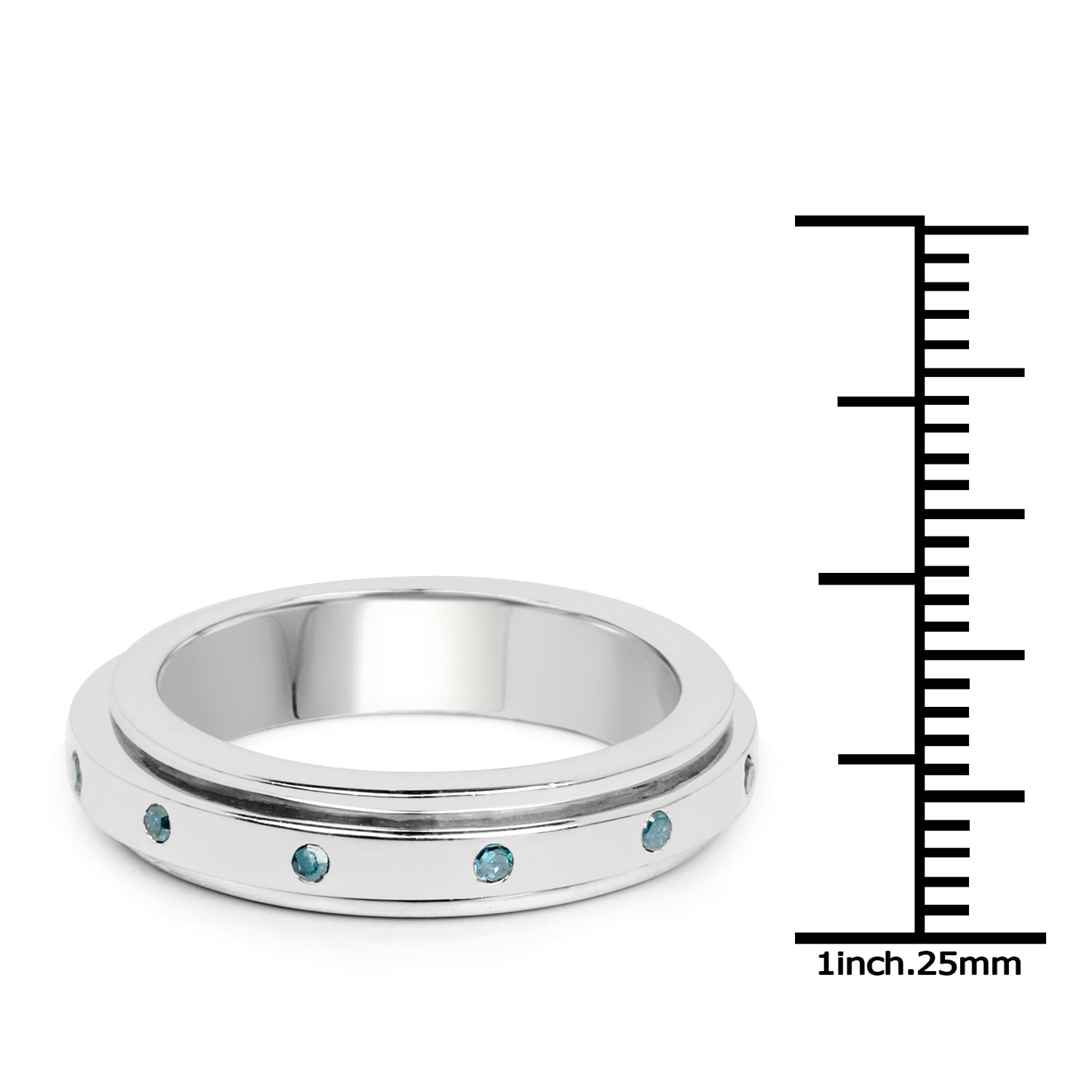 0.14 Carat Genuine Blue Diamond .925 Sterling Silver Ring on sale at MyriadMart