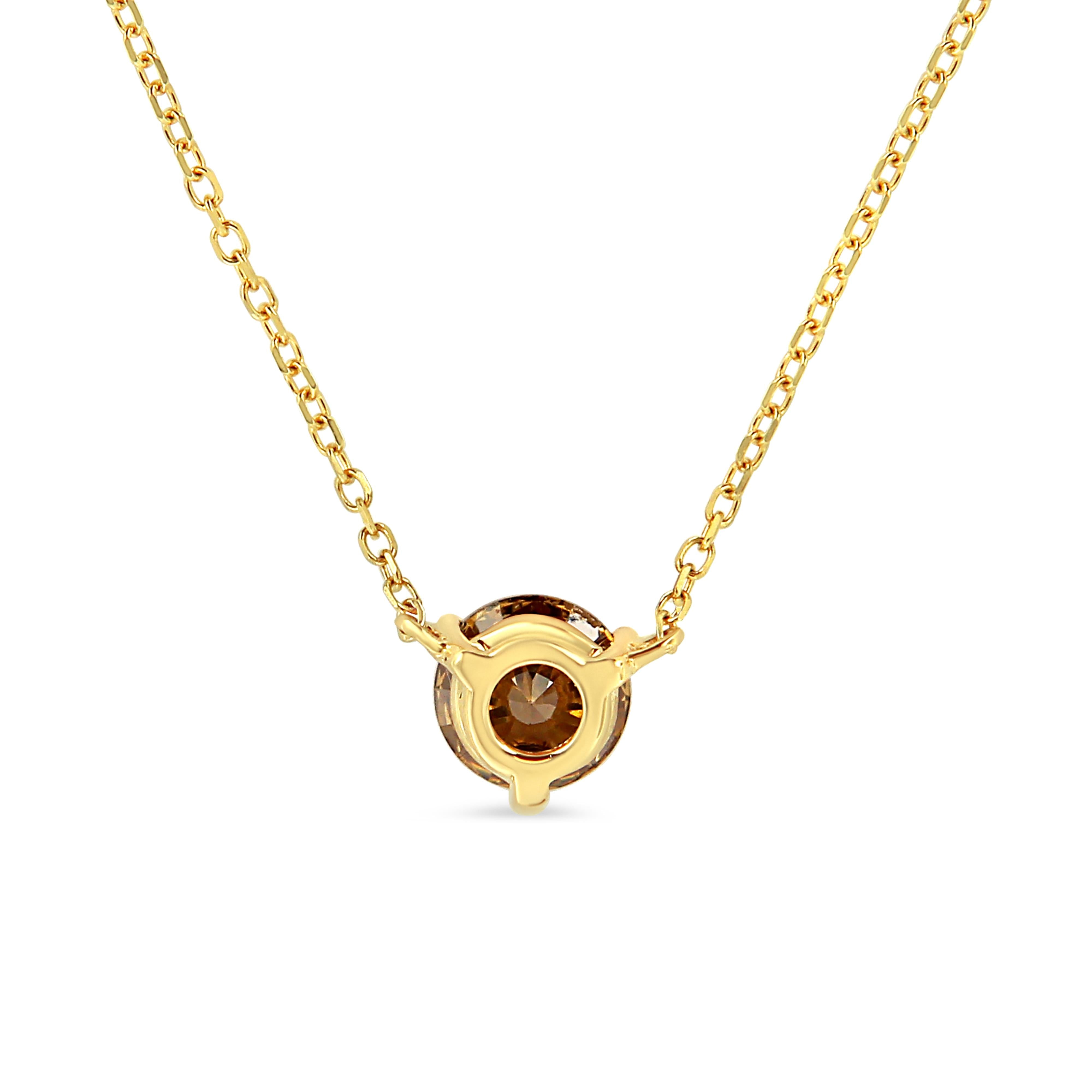 14K Yellow Gold 1/2 Cttw Martini Set Lab Grown Yellow Diamond Solitaire 18" Pendant Necklace Yellow Color, VS2-SI1 Clarity on sale at MyriadMart
