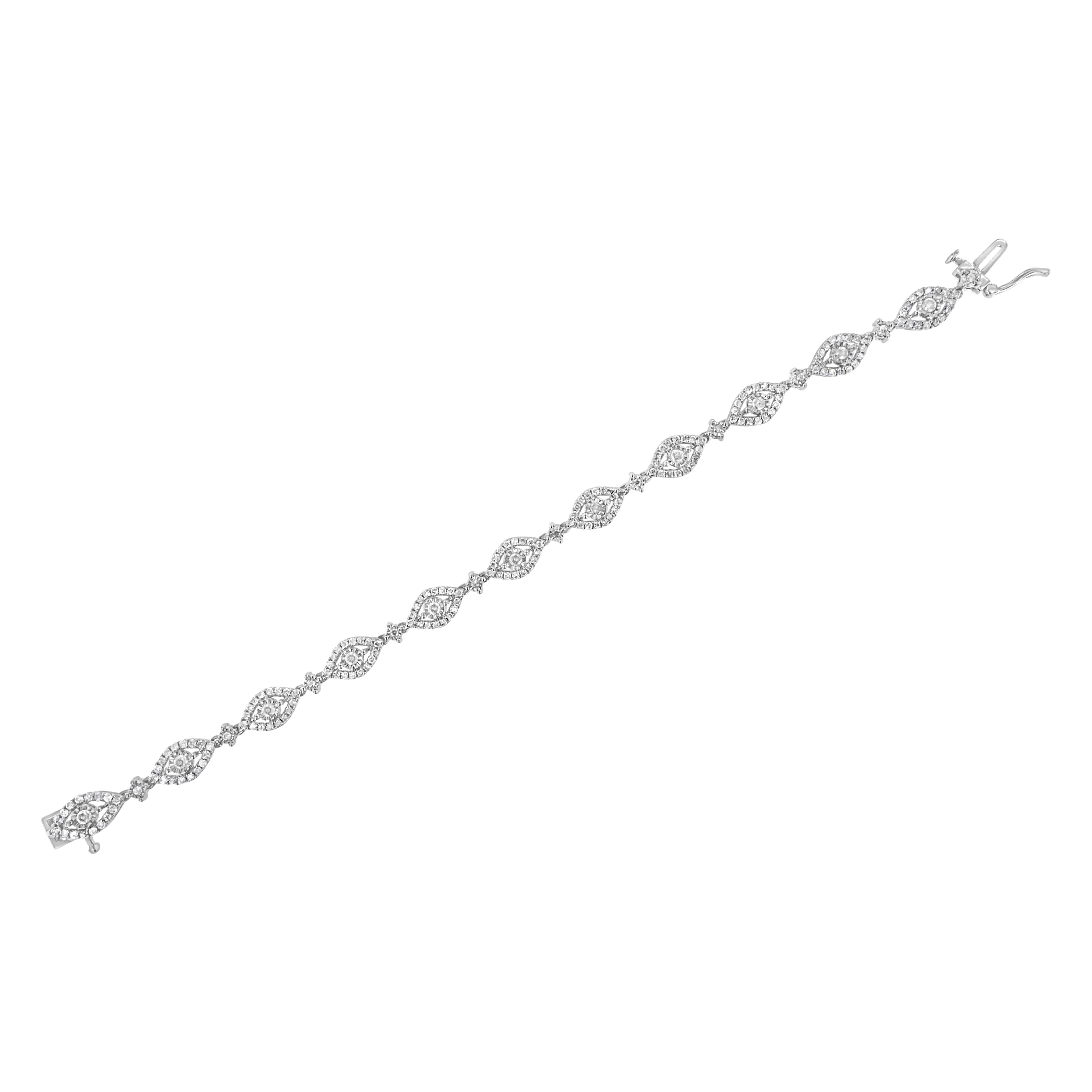 .925 Sterling Silver 2 1/2 Cttw Diamond Pear Shaped and Bezel Link Bracelet I-J Color, I2-I3 Clarity - 7.5 " on sale at MyriadMart