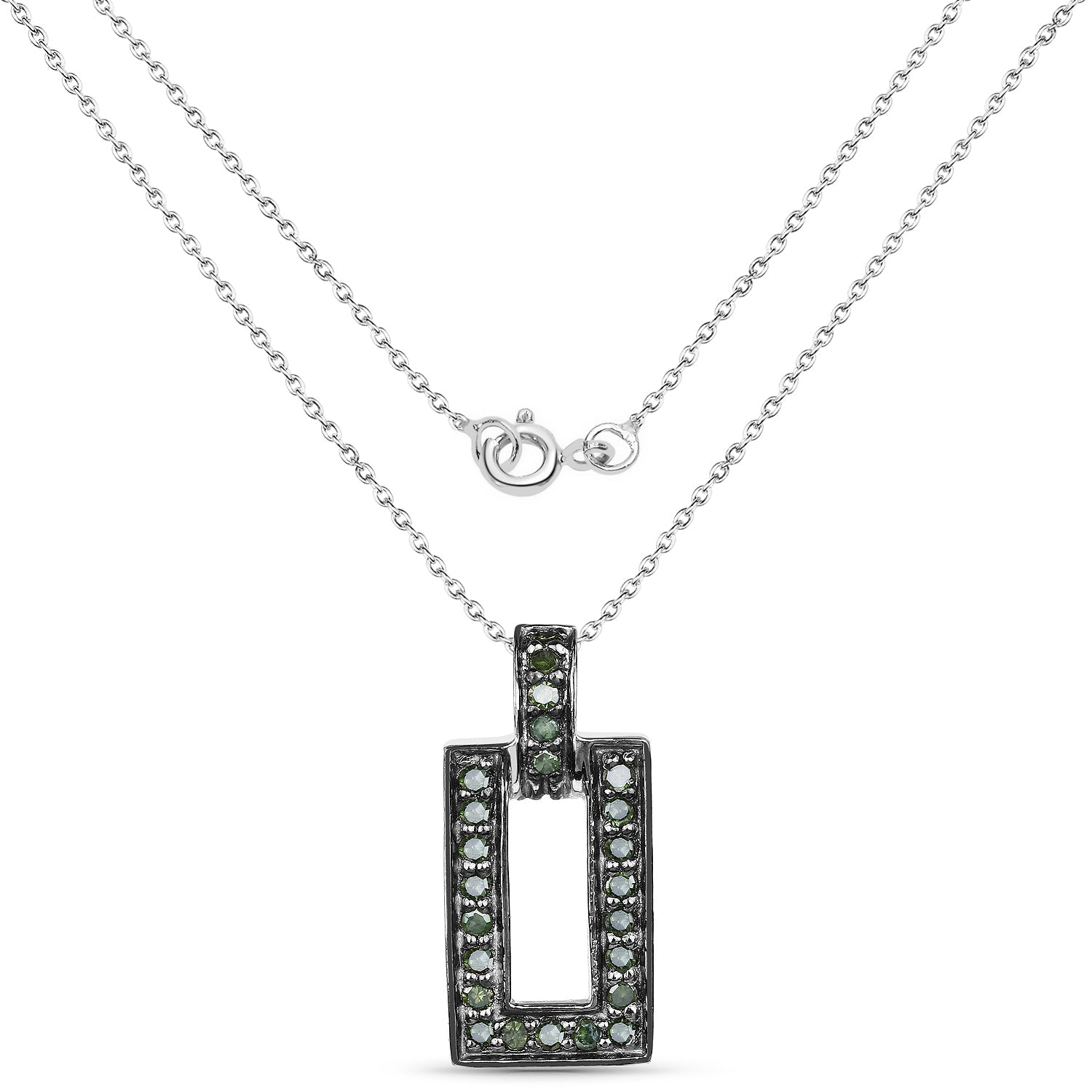 0.36 Carat Genuine Green Diamond .925 Sterling Silver Pendant on sale at MyriadMart