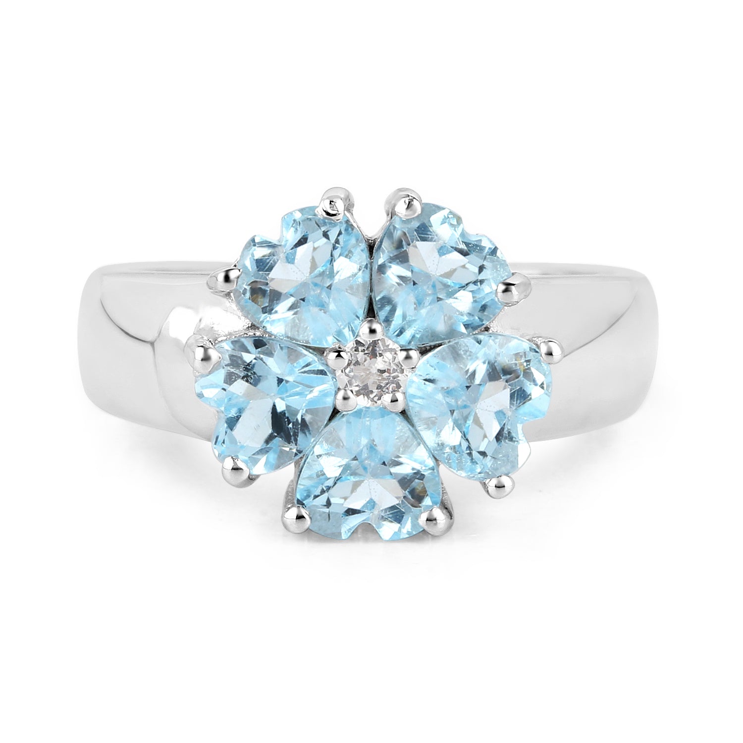 2.58 Carat Genuine Blue Topaz and White Topaz .925 Sterling Silver Ring on sale at MyriadMart