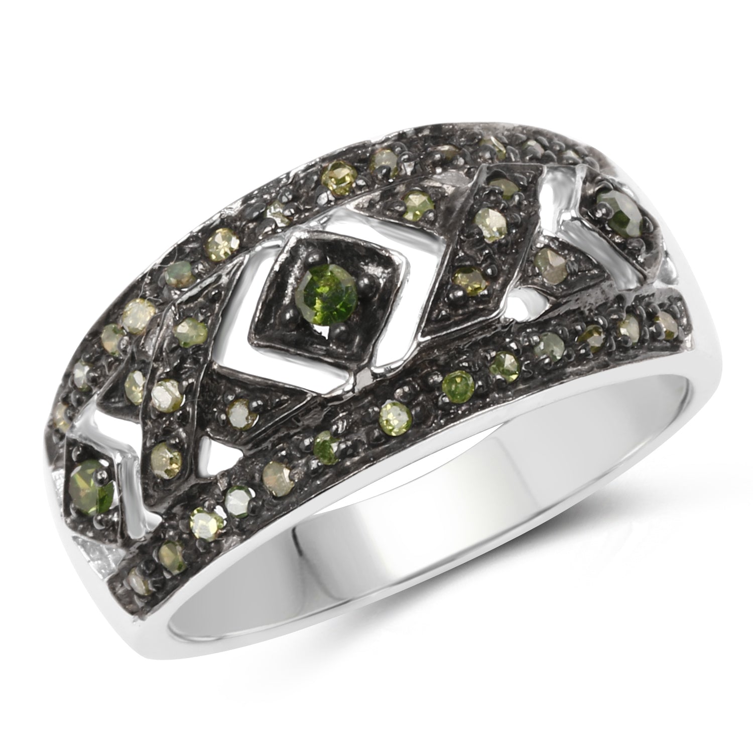 0.27 Carat Genuine Green Diamond .925 Sterling Silver Ring on sale at MyriadMart