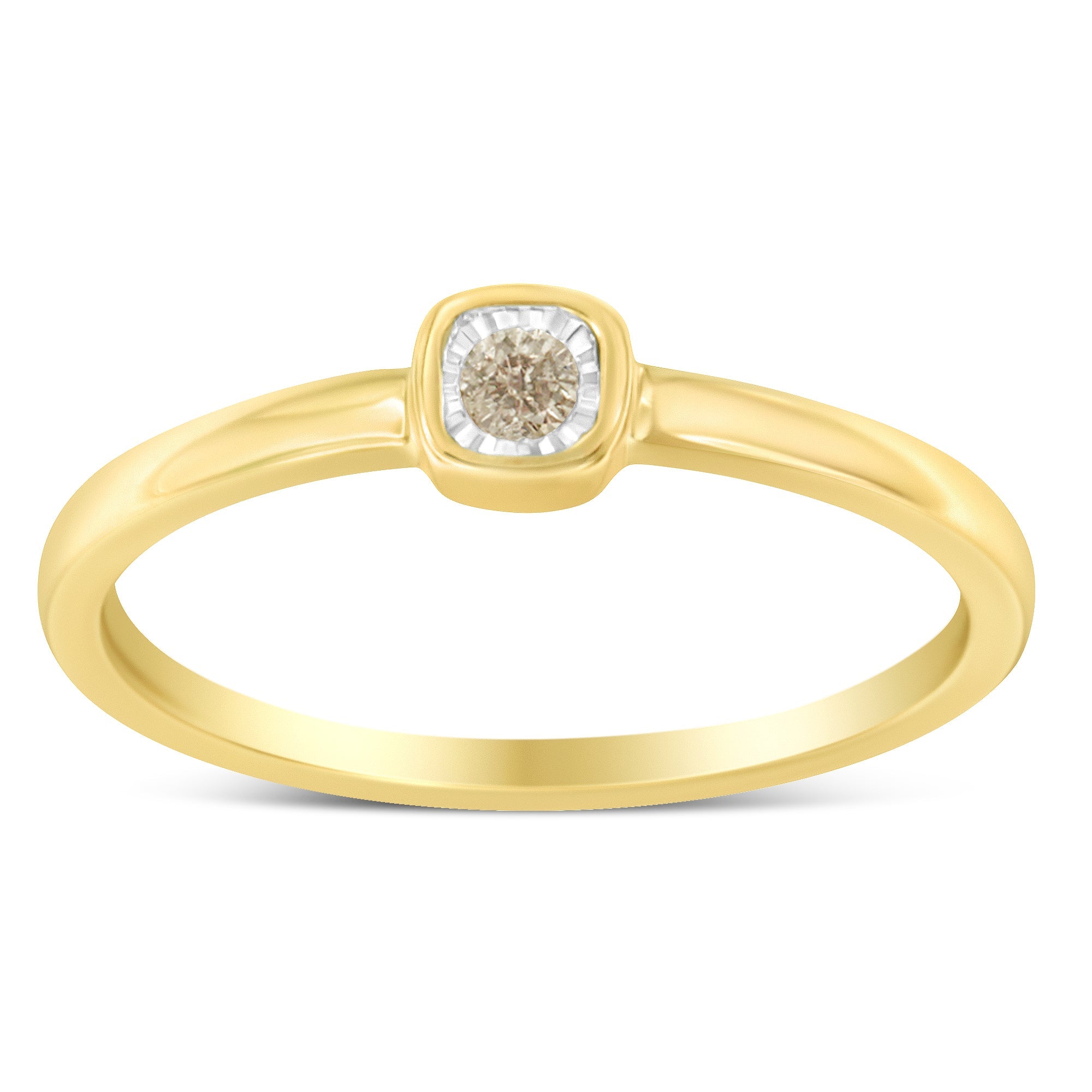 14K Yellow Gold Plated .925 Sterling Silver 1/20 Carat Diamond Square Cushion-Shaped Miracle Set Petite Fashion Promise Ring J-K Color, I1-I2 Clarity - Size 6 on sale at MyriadMart