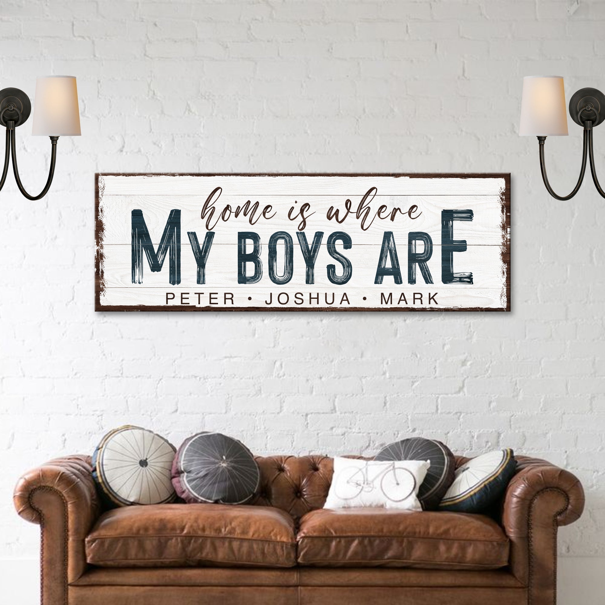 Home Is Where My Boys Are Family Sign on sale at MyriadMart