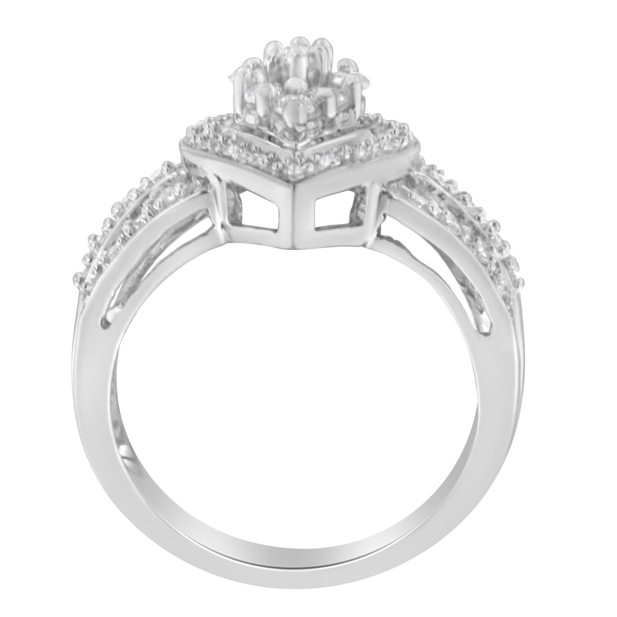 10K White Gold Round Cut Diamond Teardrop Ring 1/2 Cttw, H-I Color, SI2-I1 Clarity - Size 6-1/2 on sale at MyriadMart