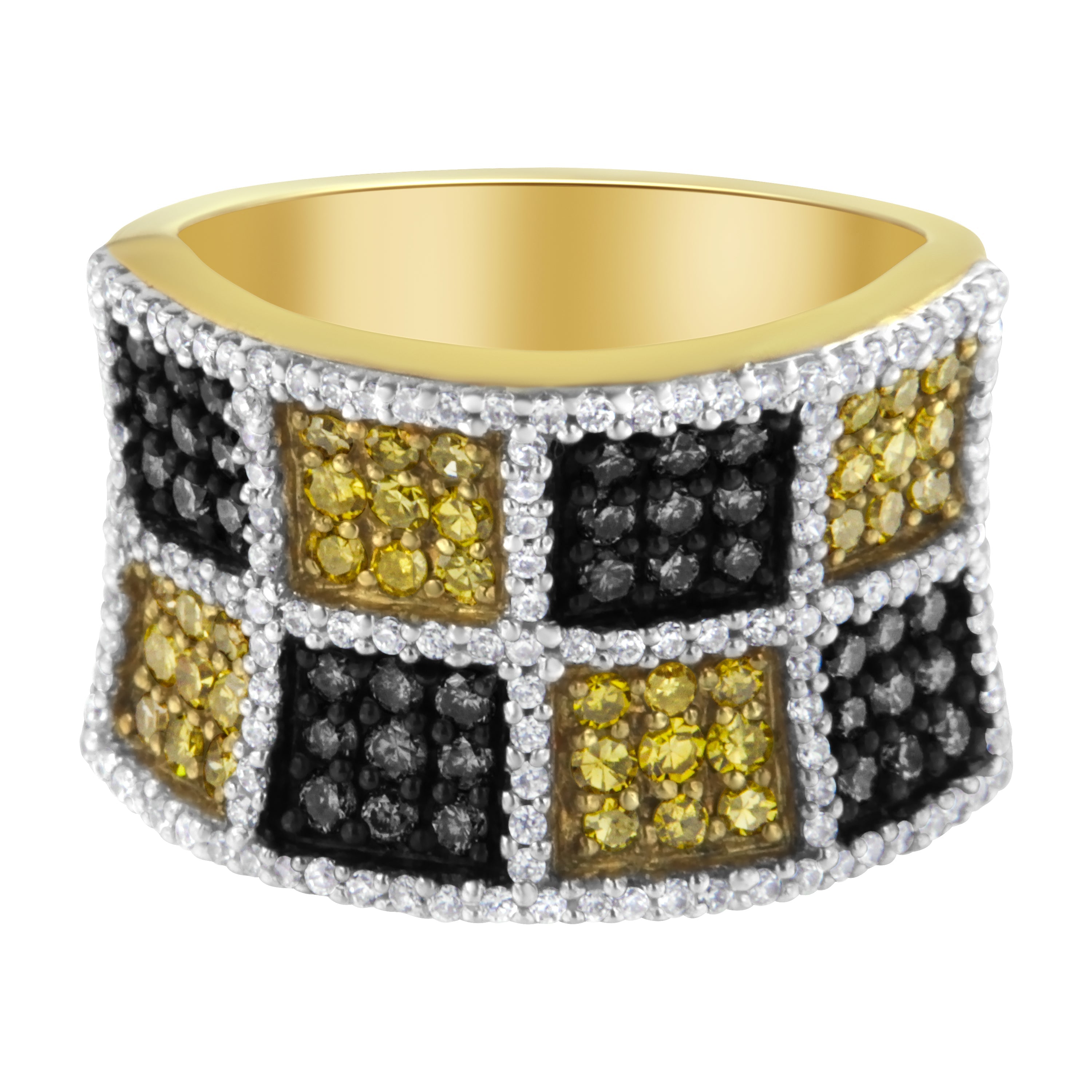 14KT Yellow Gold Champagne, Yellow and Round Diamond Band Ring 1 1/2 cttw, H-I Color, I1-I2 Clarity on sale at MyriadMart