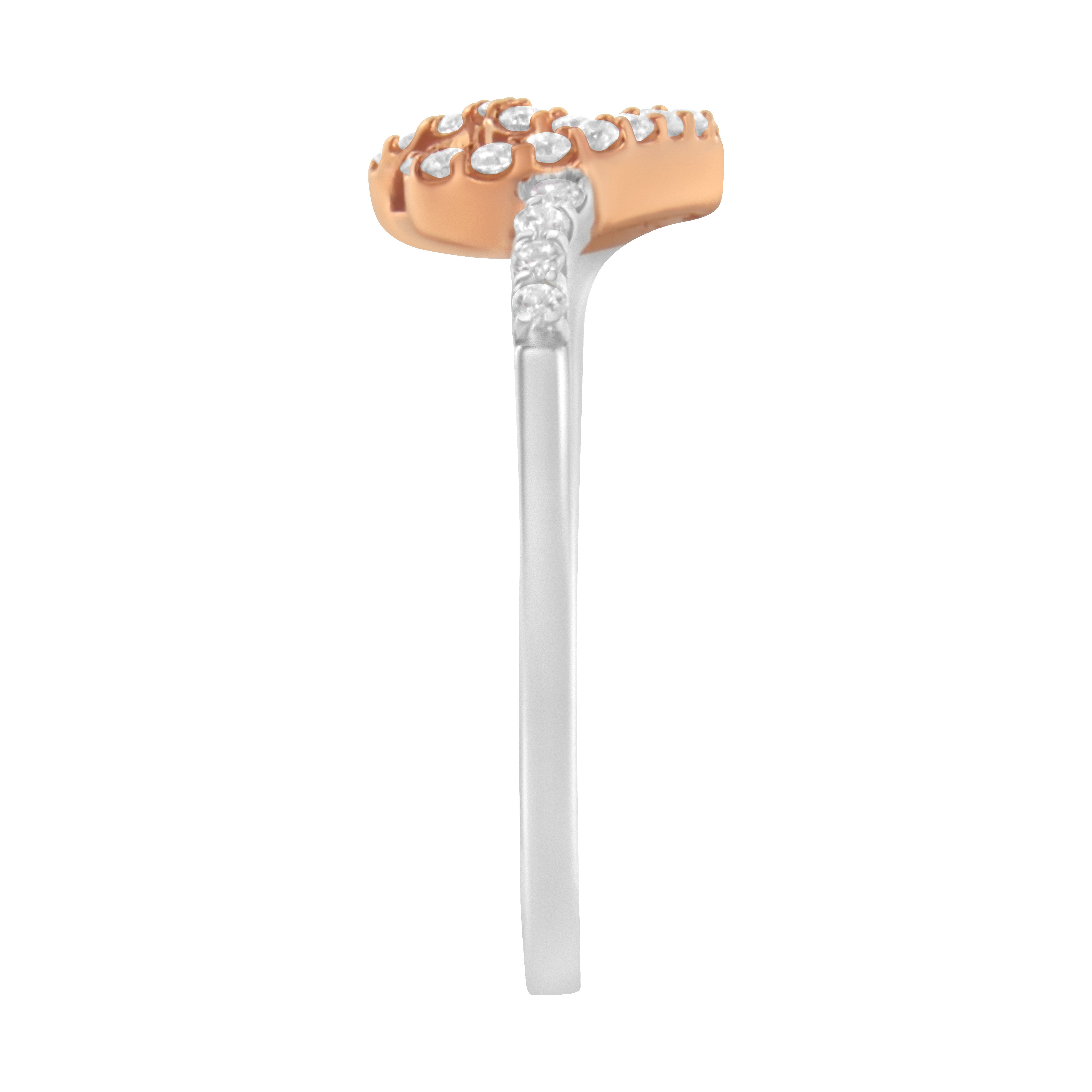 10K Two Toned Gold Diamond Heart Cocktail Ring 1/5 Cttw, H-I Color, I1-I2 Clarity - Size 6-1/2 on sale at MyriadMart