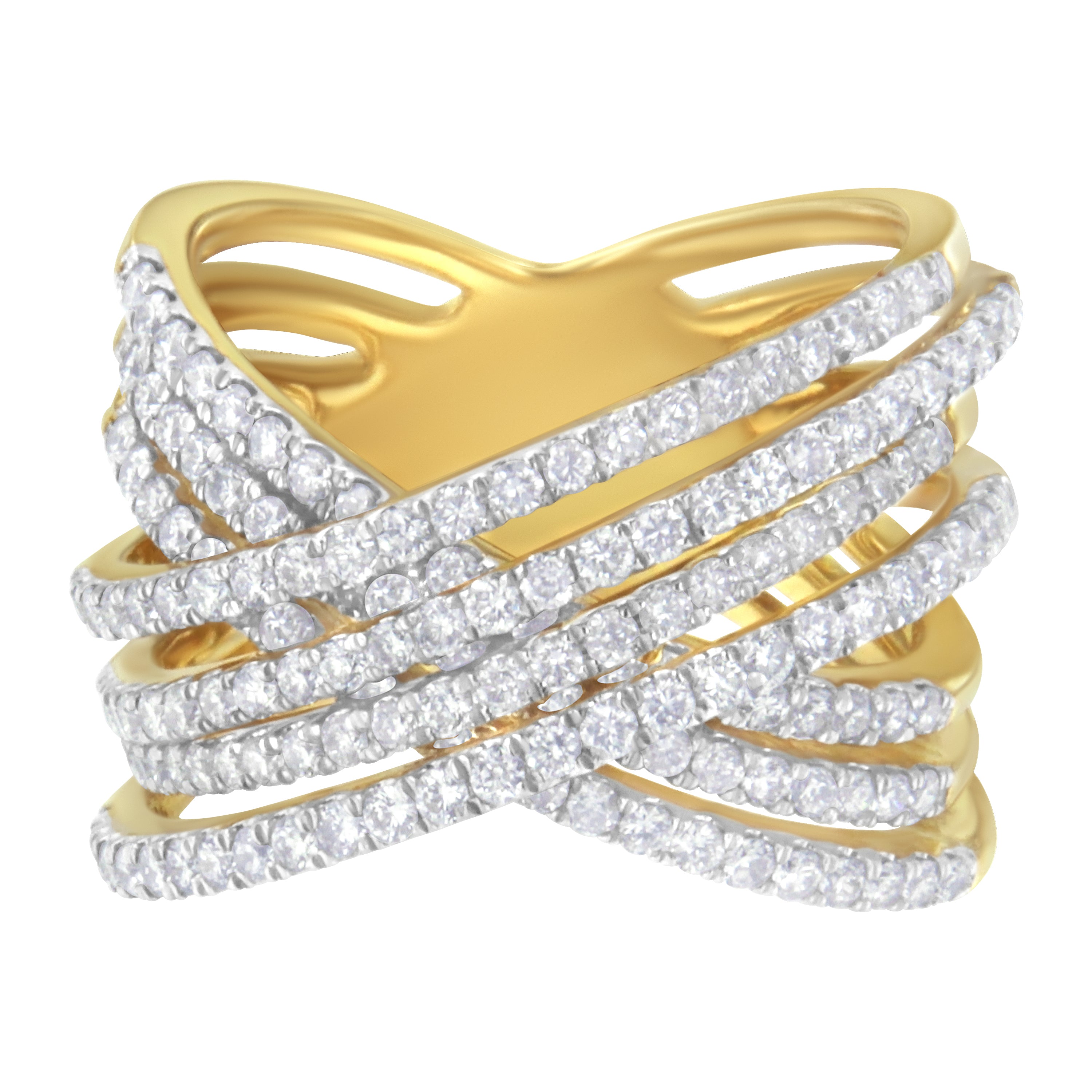 10KT Yellow Gold Diamond Bypass Ring 1 5/8 cttw, H-I Color, SI2-I1 Clarity on sale at MyriadMart