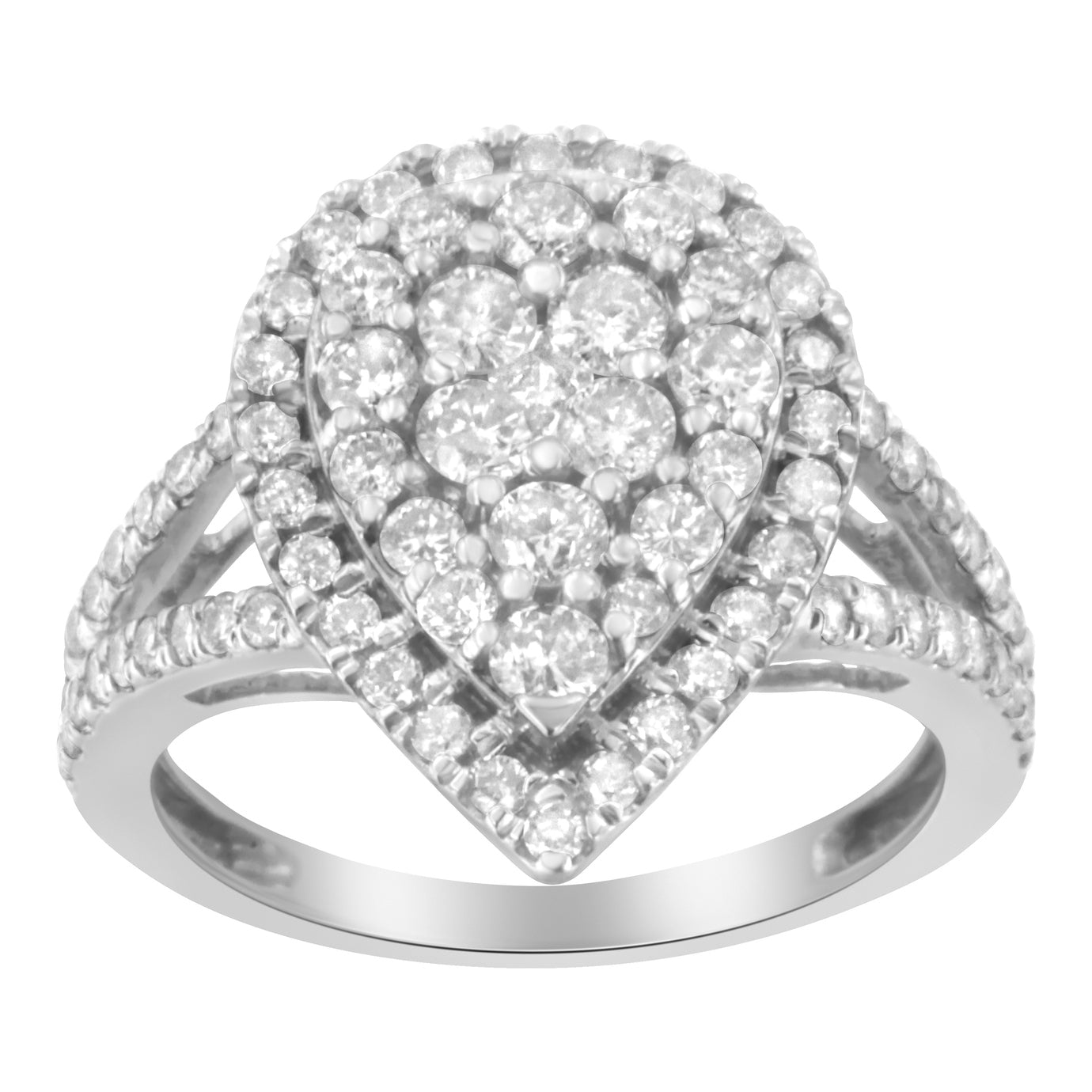 .925 Sterling Silver Diamond Cluster Ring 1 1/2 Cttw, H-I Color, I1-I2 Clarity - Size 6 on sale at MyriadMart