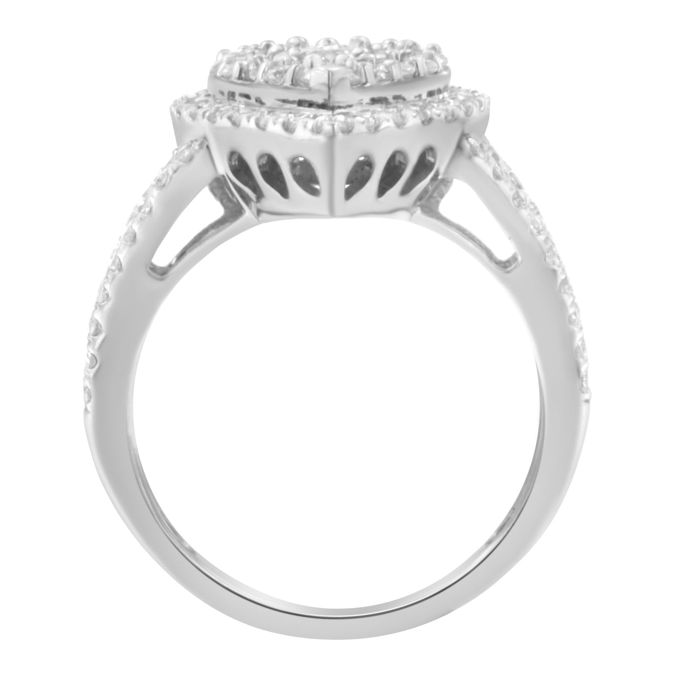 .925 Sterling Silver Diamond Cluster Ring 1 1/2 Cttw, H-I Color, I1-I2 Clarity - Size 6 on sale at MyriadMart