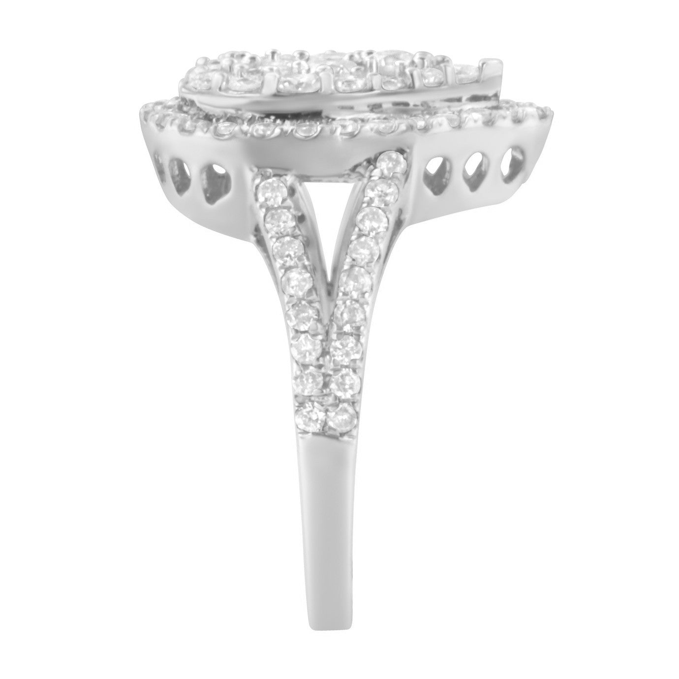 .925 Sterling Silver Diamond Cluster Ring 1 1/2 Cttw, H-I Color, I1-I2 Clarity - Size 6 on sale at MyriadMart