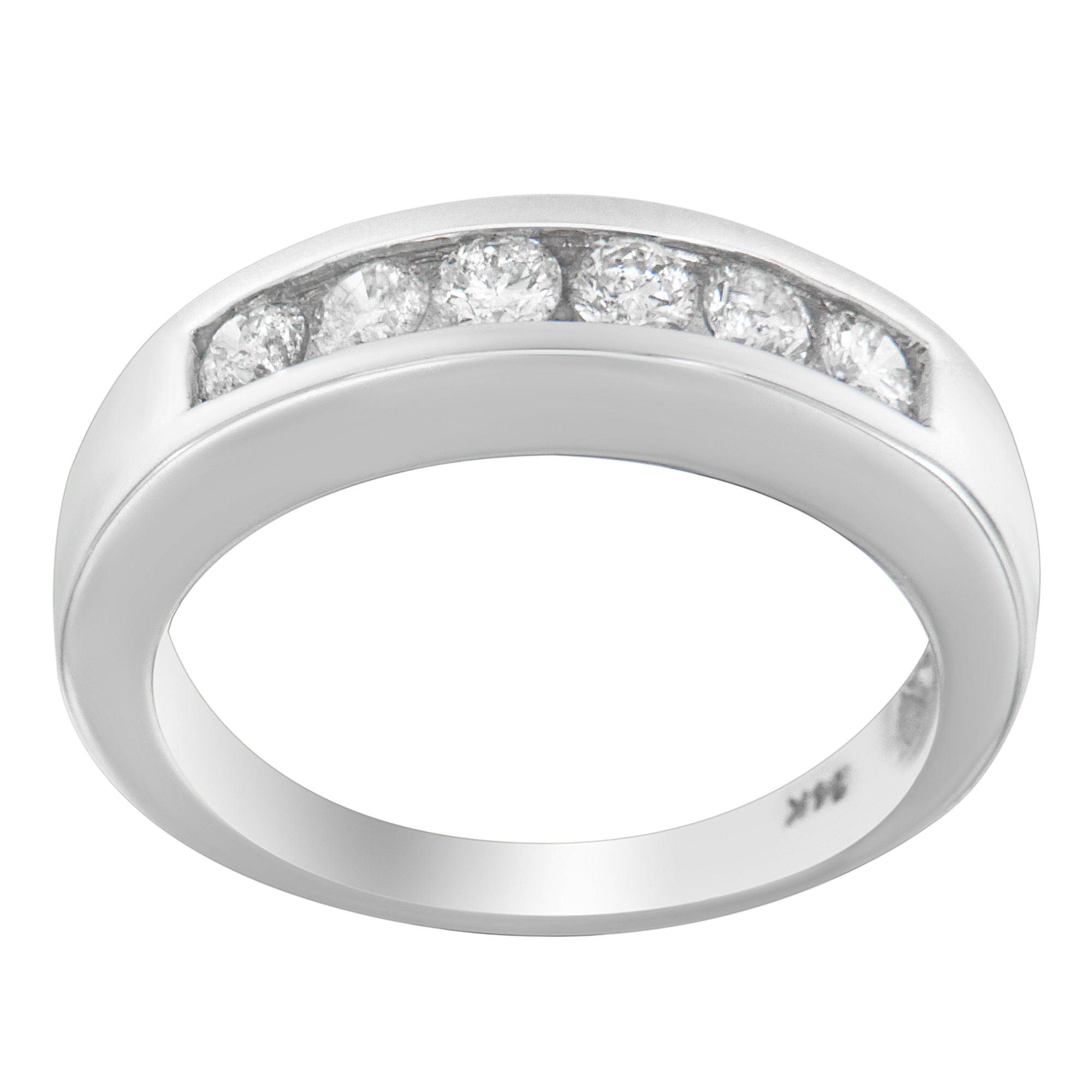 14K White Gold 3/4ct. TDW Diamond Channel Band Ring H-I, I1-I2 on sale at MyriadMart