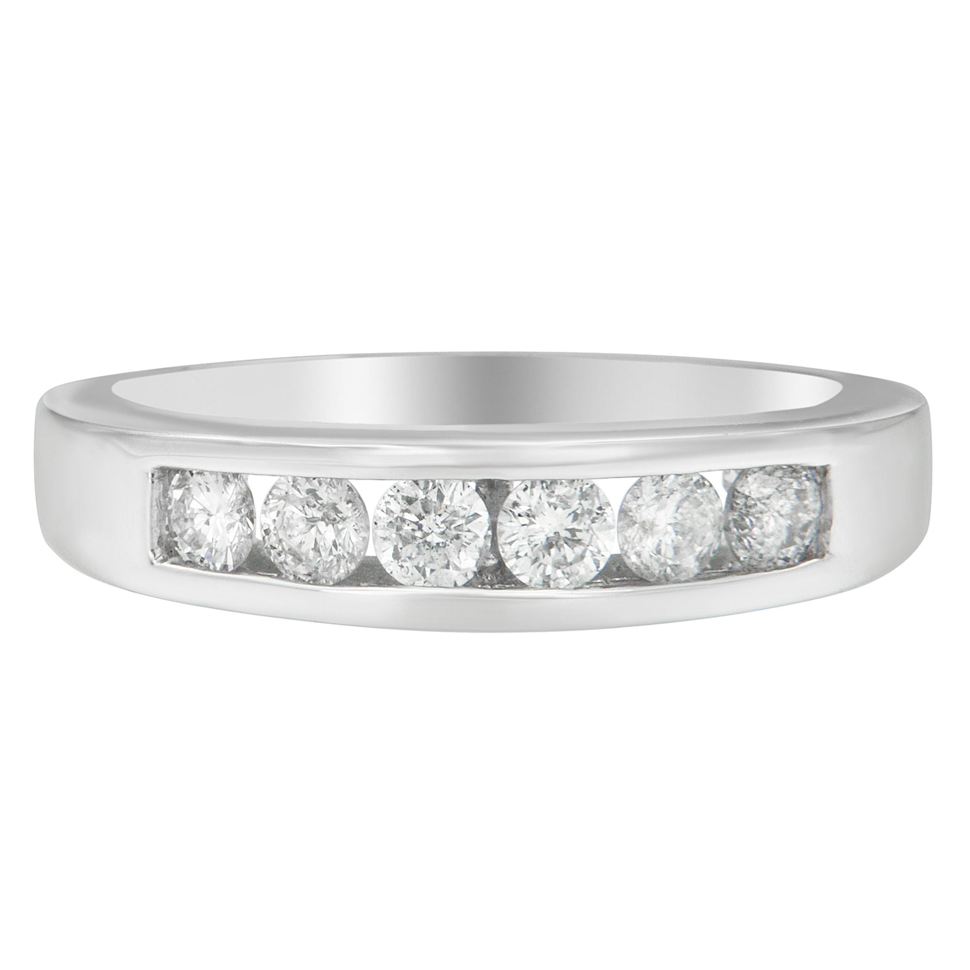 14K White Gold 3/4ct. TDW Diamond Channel Band Ring H-I, I1-I2 on sale at MyriadMart