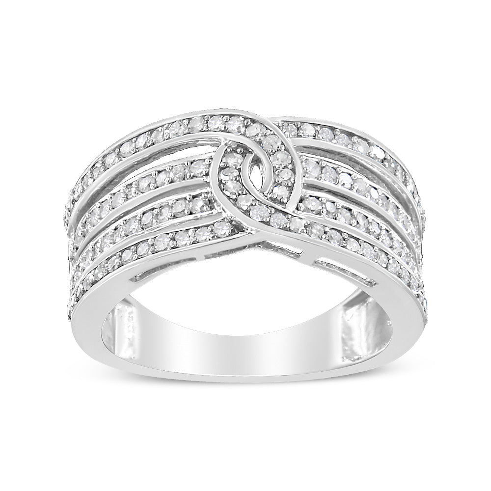 .925 Sterling Silver 1/2 Cttw Diamond Multi-Row Bypass Band Ring I-J Color, I3 Clarity - Size 7 on sale at MyriadMart