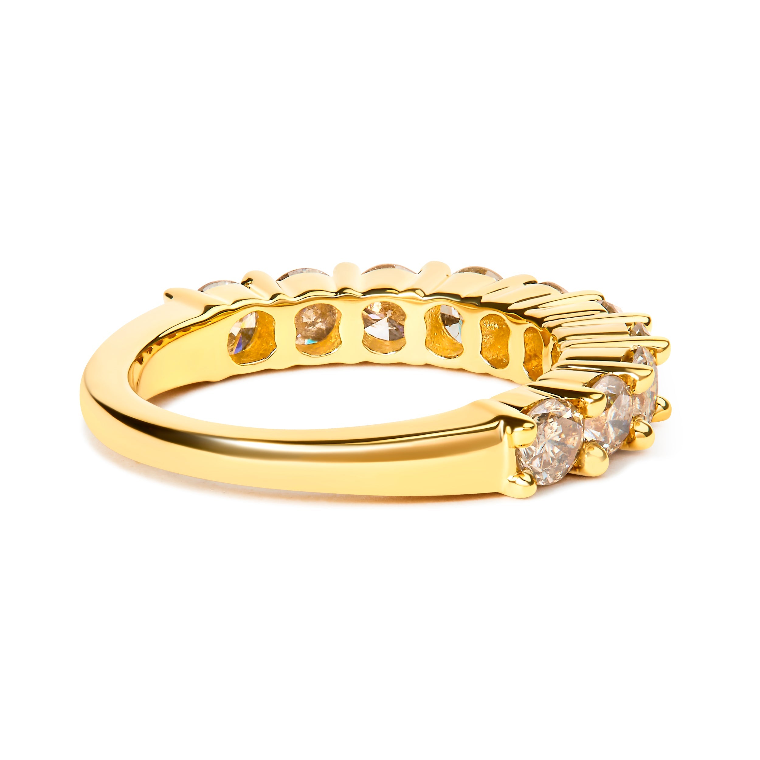 14K Yellow Gold Plated .925 Sterling Silver 2.0 Cttw Round Brilliant Cut Diamond 10 Stone Anniversary Band Ring J-K Color, I1-I2 Clarity - Size 6 on sale at MyriadMart