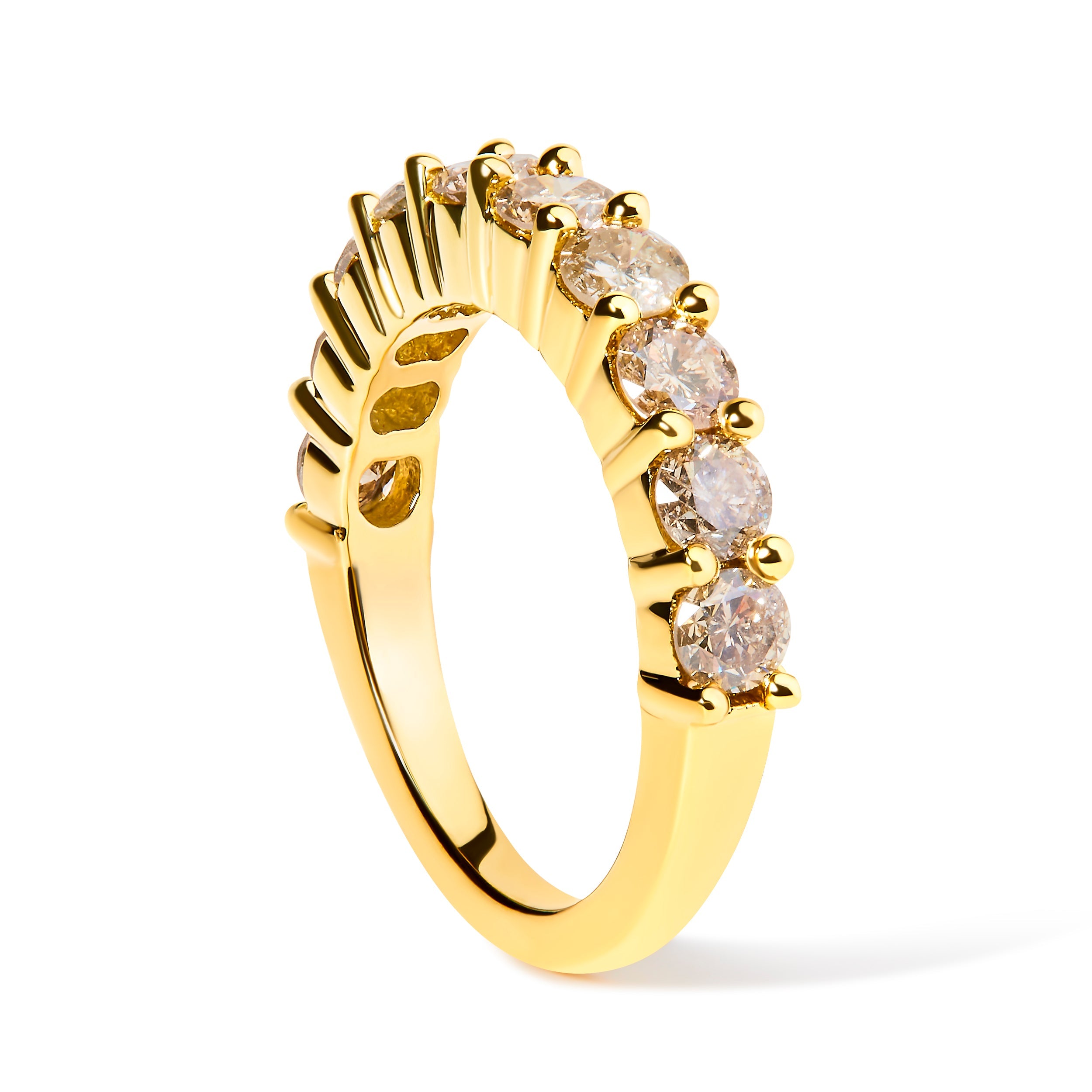 14K Yellow Gold Plated .925 Sterling Silver 2.0 Cttw Round Brilliant Cut Diamond 10 Stone Anniversary Band Ring J-K Color, I1-I2 Clarity - Size 6 on sale at MyriadMart